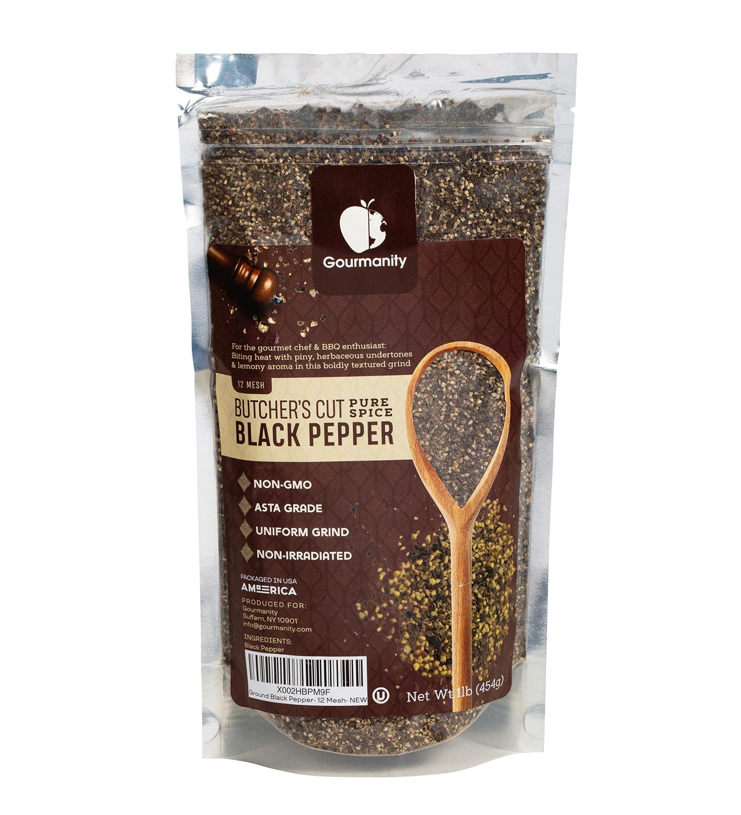 Gourmanity 1lb Coarse Black Pepper Butcher's Cut - Bulk Ground & Crushed Pepper | 12 Mesh, ASTA Grade - Buy Online on SooperMarket.com