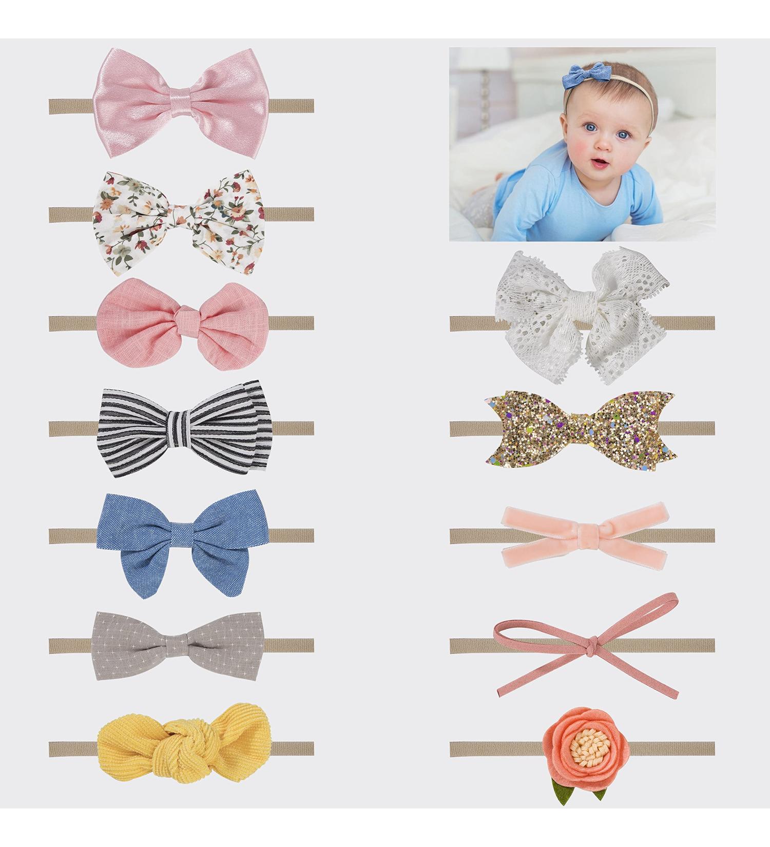 12-Piece Baby Hair Bands | Fashionable Frontal Ligaments & Accessories for Toddlers and Newborns - Buy Online on SooperMarket.com