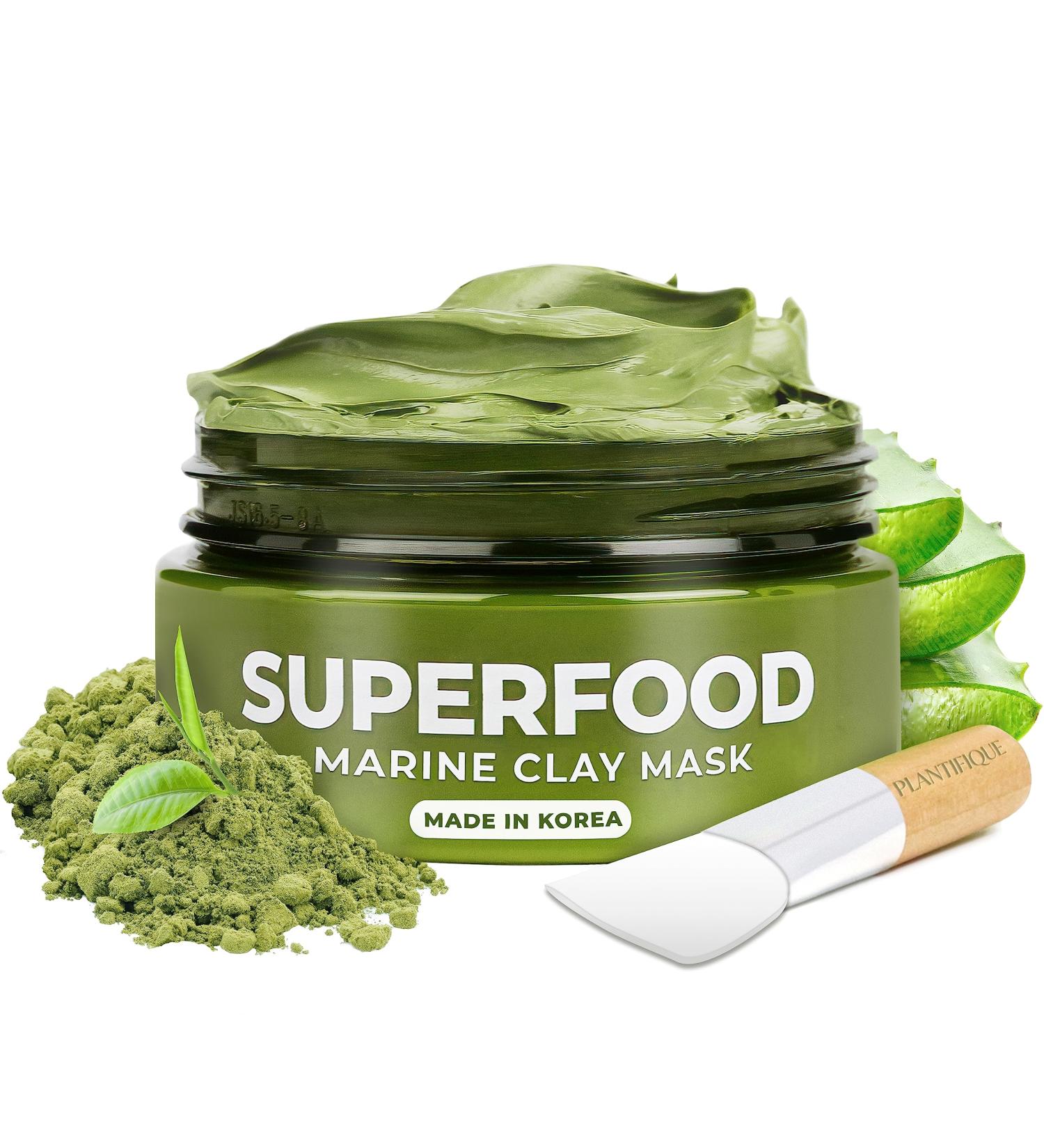 Plantifique Organic Clay Mask with Avocado & Green Tea - Vegan Skincare for Radiant Skin - Buy Online on SooperMarket.com