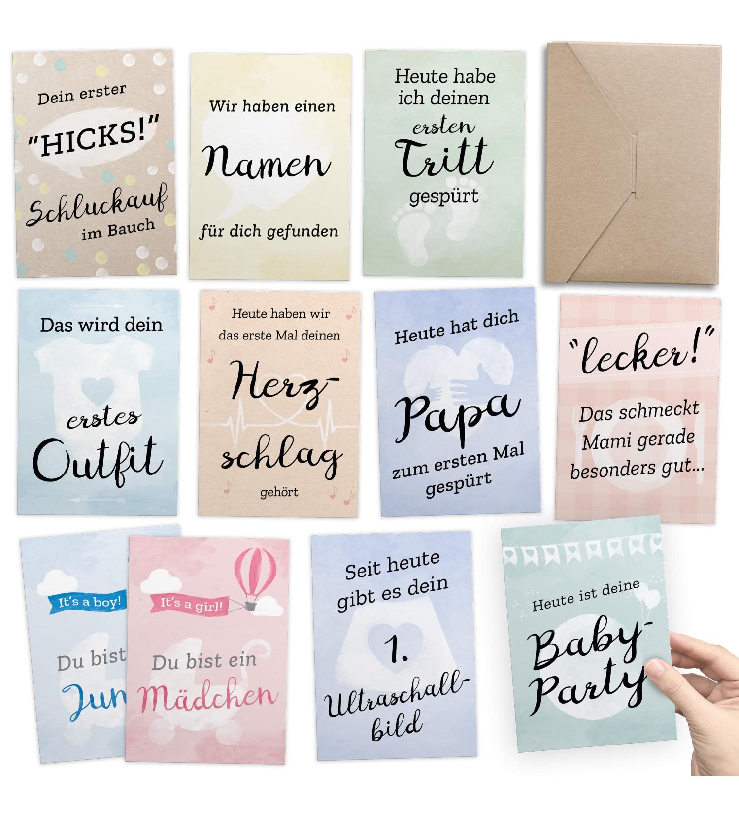 30+1 Milestone Pregnancy Photo & Memory Cards - Gift Boxed with Diary & Congrats Card | Perfect Pregnancy Gifts in DIN A6 Format - Buy Online on SooperMarket.com