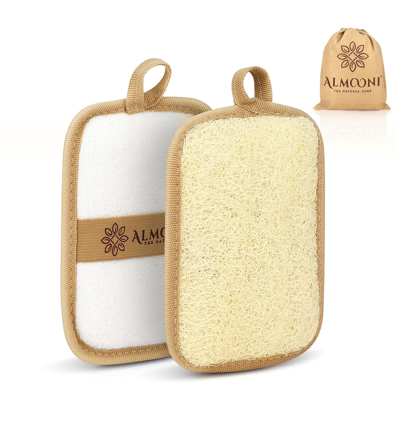 Almooni Premium Egyptian Exfoliating Loofah Pad Body Scrubber - Natural Egyptian Shower Sponge - 2 Pack - Buy Online on SooperMarket.com