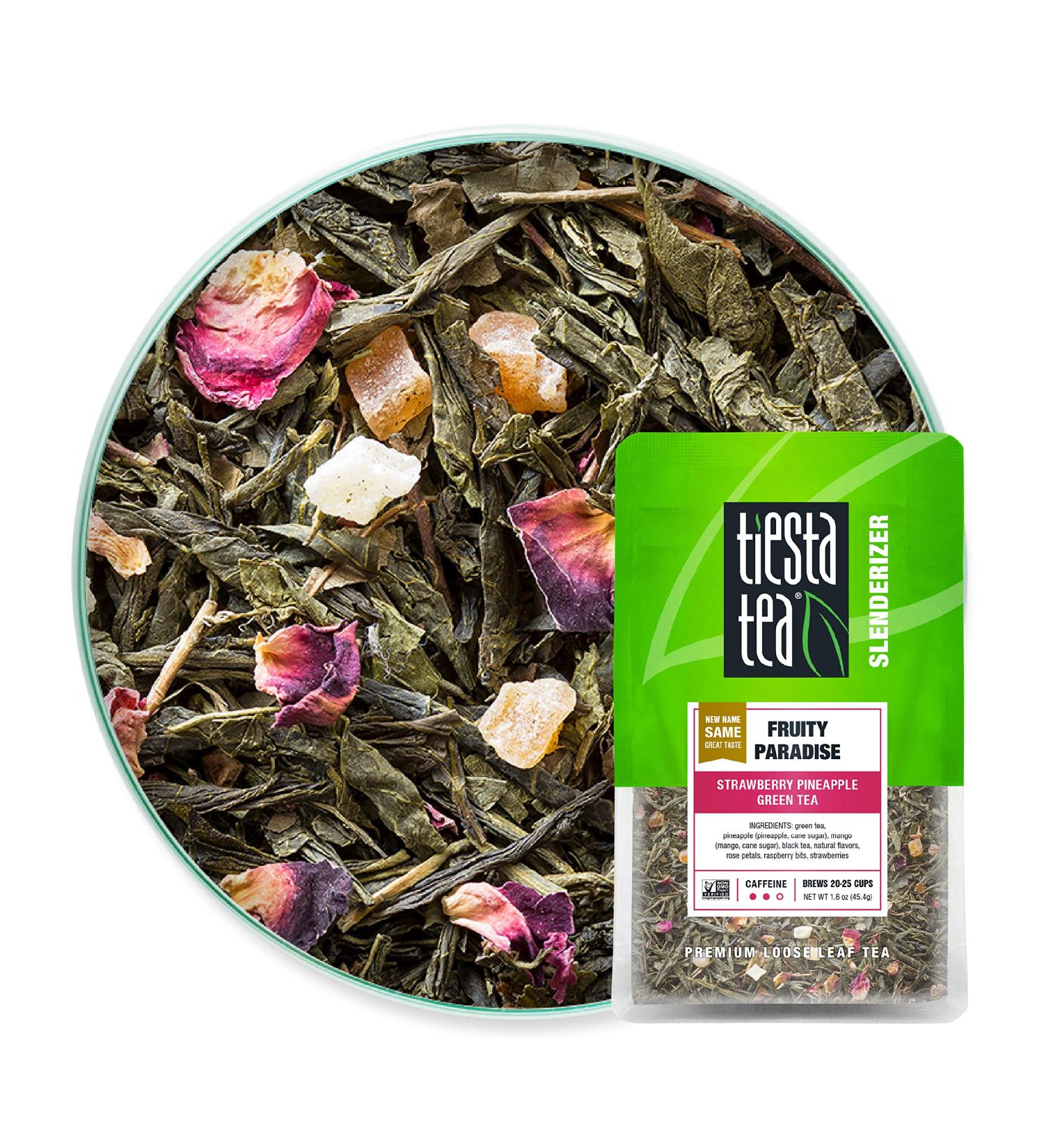 Tiesta Tea Fruity Paradise - Loose Leaf Strawberry Pineapple Green Tea | 1.6 oz for Hot & Iced | Medium Caffeine (25 Cups) - Buy Online on SooperMarket.com