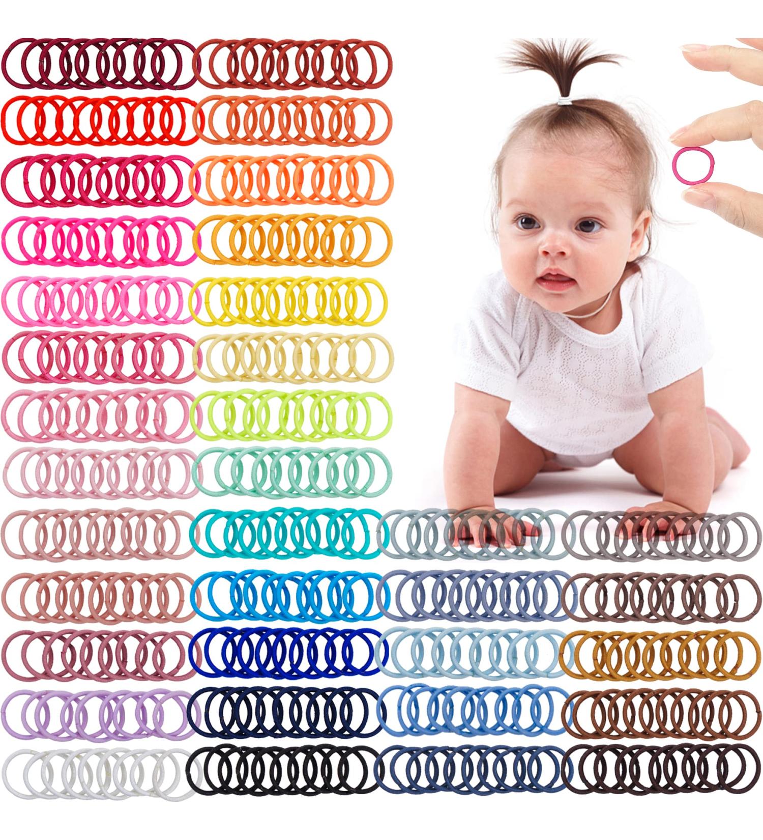 360PCS Multicolor Baby Toddler Hair Ties - Elastic Hair Ties 2cm Diameter - No Crease Small Ponytail Holders for Kids Girls (360 Count) - Buy Online on SooperMarket.com