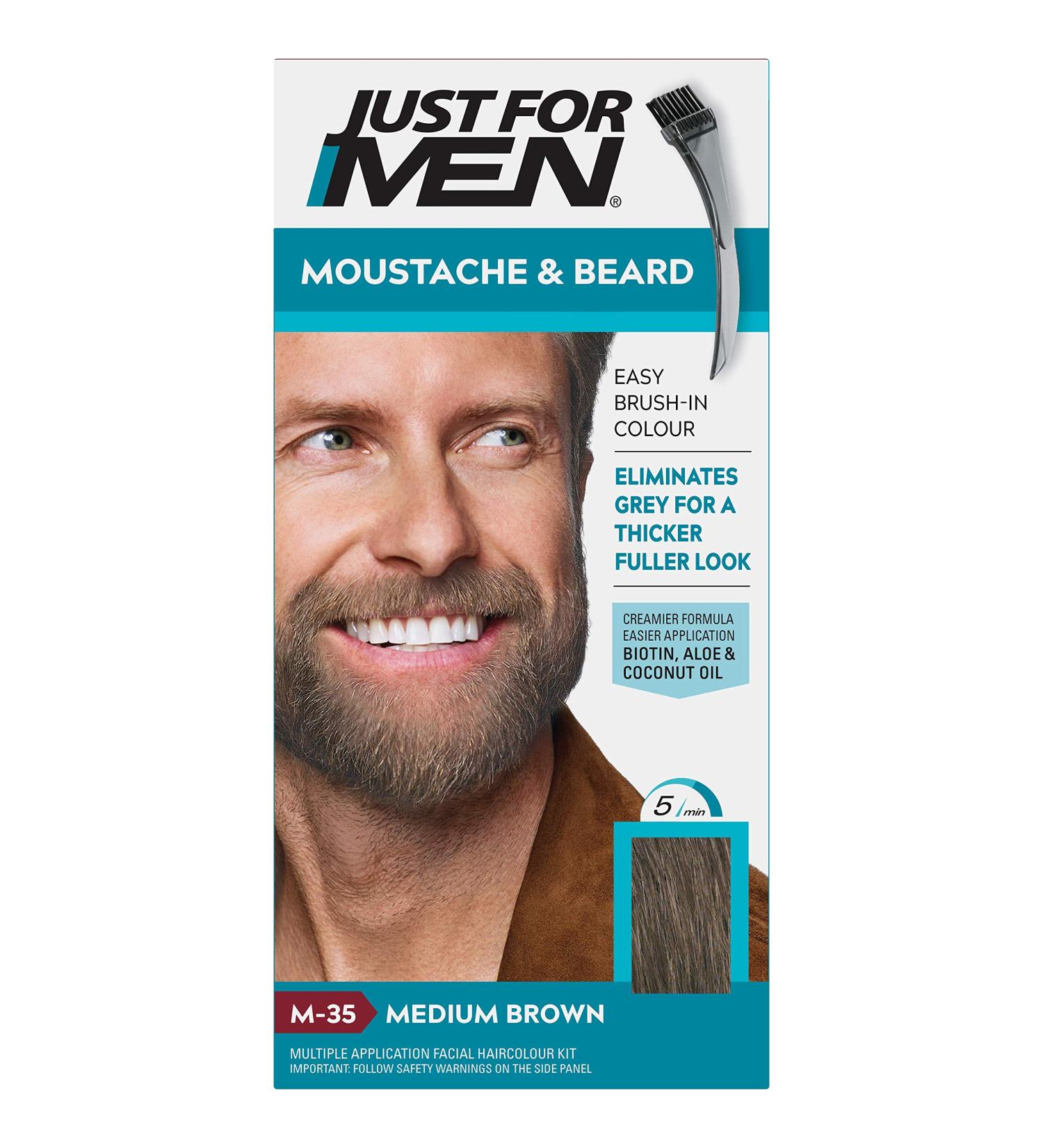 Just For Men M35 Medium Brown Moustache & Beard Dye - Eliminates Grey, Thicker & Fuller Look - Buy Online on SooperMarket.com