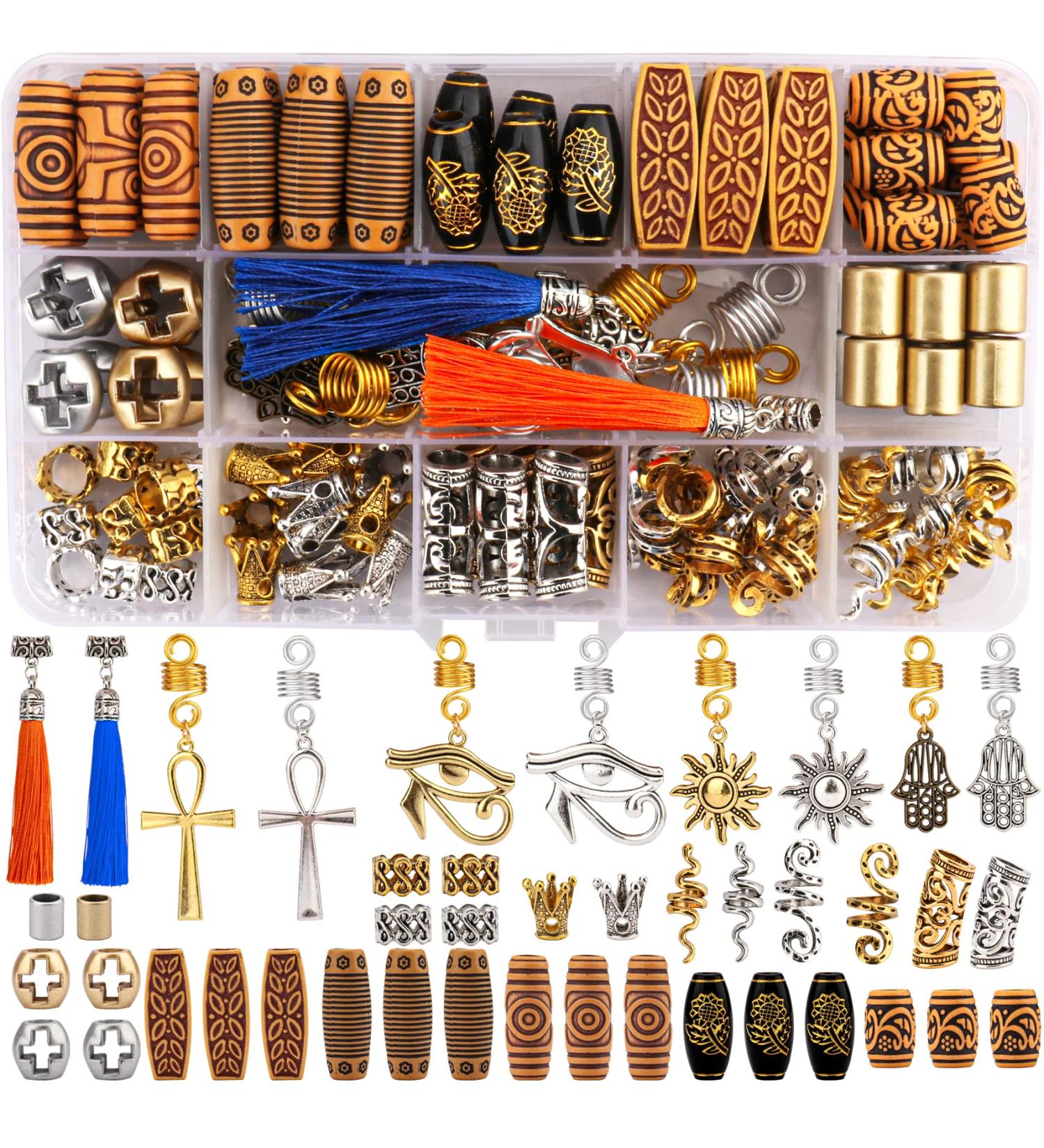 110PCS Retro Metal Dreadlock Hair Beads - Handmade DIY Hair Jewelry for Men and Women - Hip-Hop Style Dreadlock Accessories - Buy Online on SooperMarket.com
