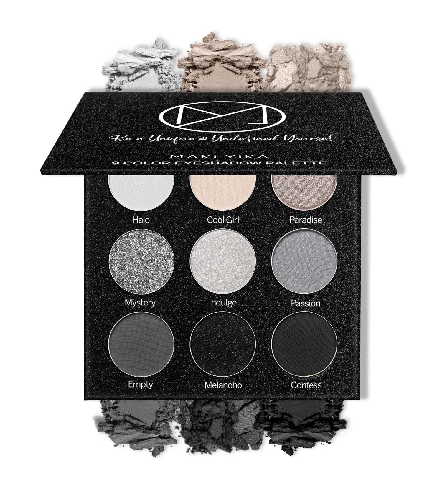 Maki Yika Black Grey Smoky Eyeshadow Palette - 9 High Pigmented Colors for Long Lasting Goth Look - Buy Online on SooperMarket.com