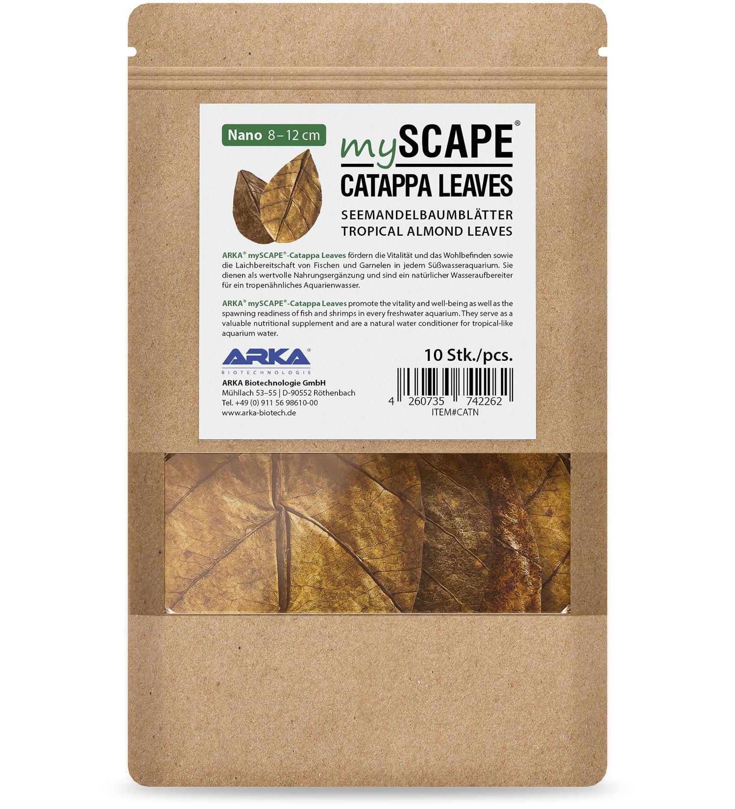 Arka Myscape Catappa Leaves - 10 Natural Seafaring Tree Leaves for Freshwater Aquariums | 8-12cm Enhances Fish & Shrimp Health - Buy Online on SooperMarket.com