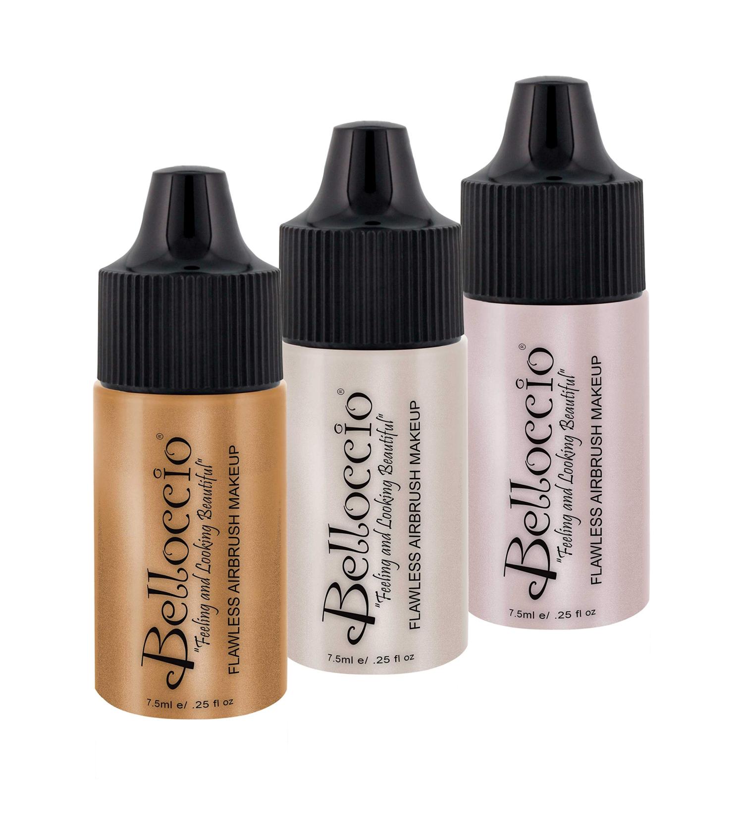 Belloccio Professional Flawless Airbrush Makeup Shimmer Trio Set - 1/4 oz. Bottles (NEW FORMULA) - Buy Online on SooperMarket.com