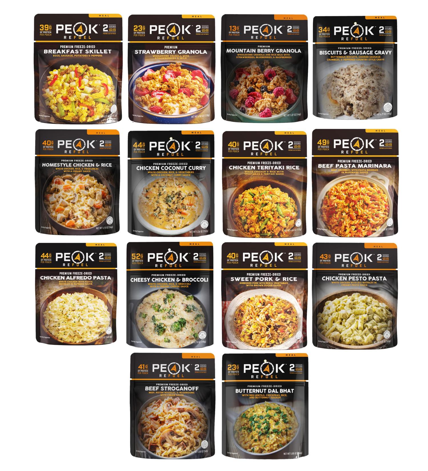 Peak Refuel Expedition 14 Pouch Pack | Freeze Dried Backpacking and Camping Survival Food | Variety Meal Pouches | Amazing Taste | High Protein | Real Meat | Quick Prep - Buy Online on SooperMarket.com