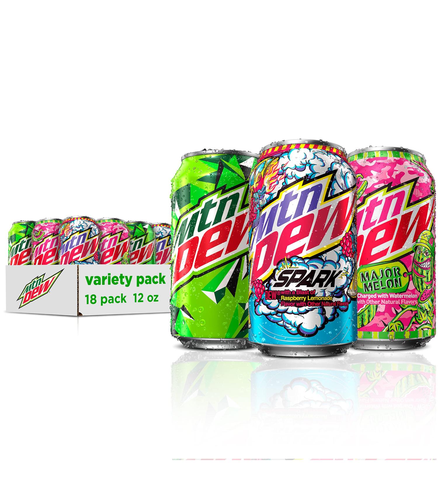 Mountain Dew Variety Pack: Dew  Major Melon  Spark (Rasp Lemonade) 12 Fl Oz (Pack of 18) Major Melon Variety Pack - Buy Online on SooperMarket.com