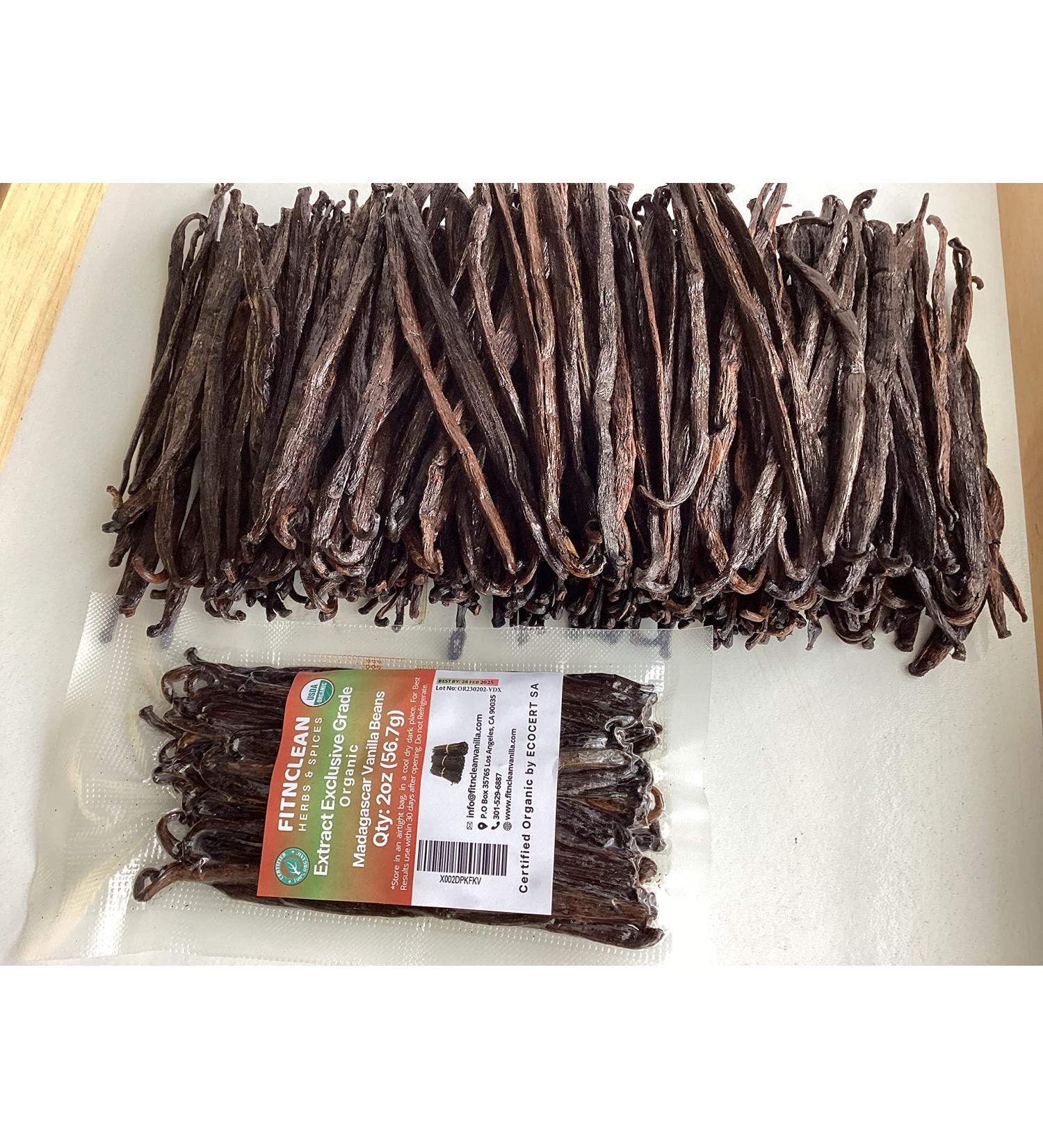 2oz Madagascar Organic Vanilla Beans Extract Grade B | USDA Certified, Non-GMO Pods | FITNCLEAN VANILLA - Buy Online on SooperMarket.com