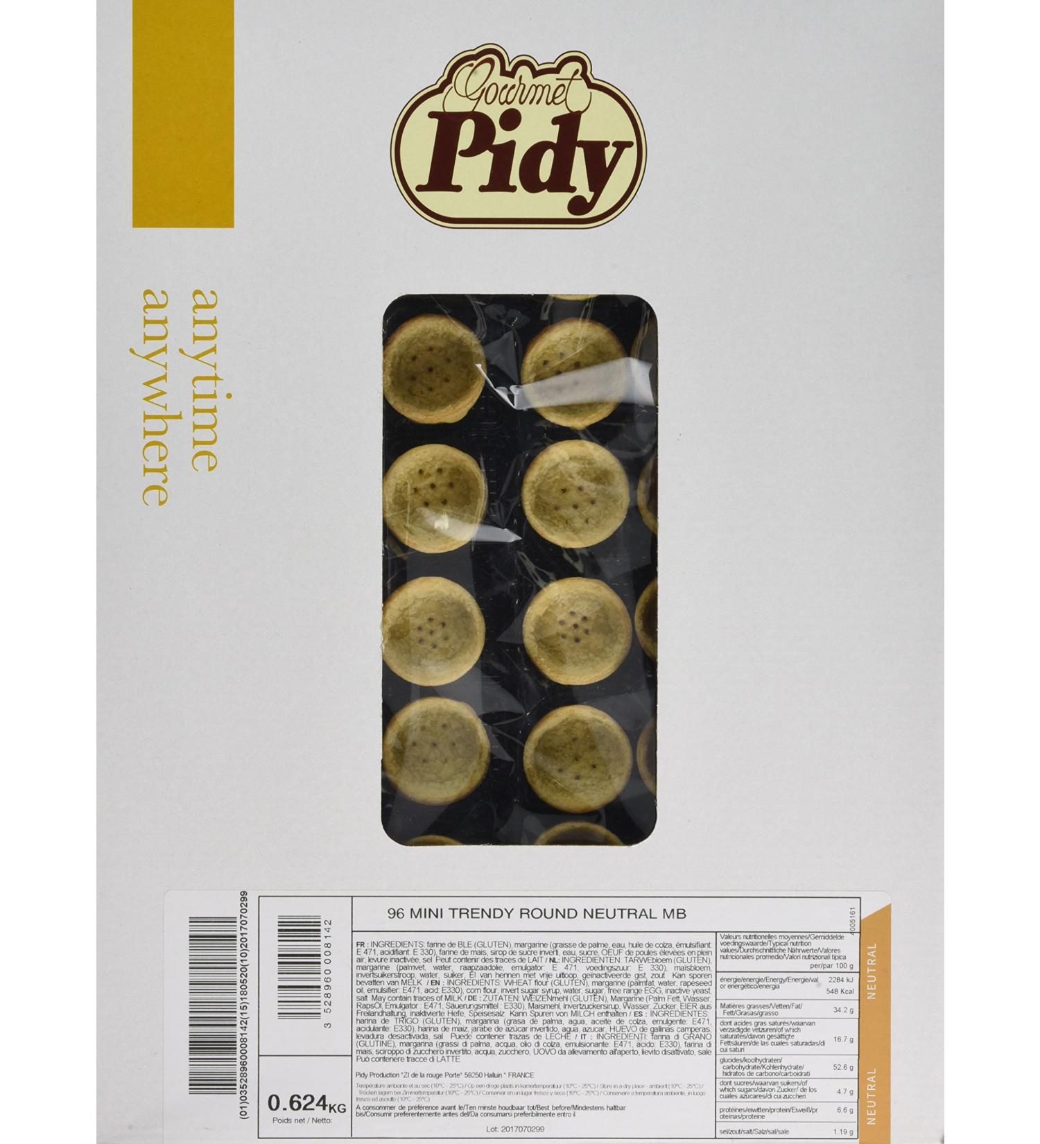 Pidy Mini Trendy Shortcrust Pastry Shell Round Neutral - 96 Individual Shells - Buy Online on SooperMarket.com