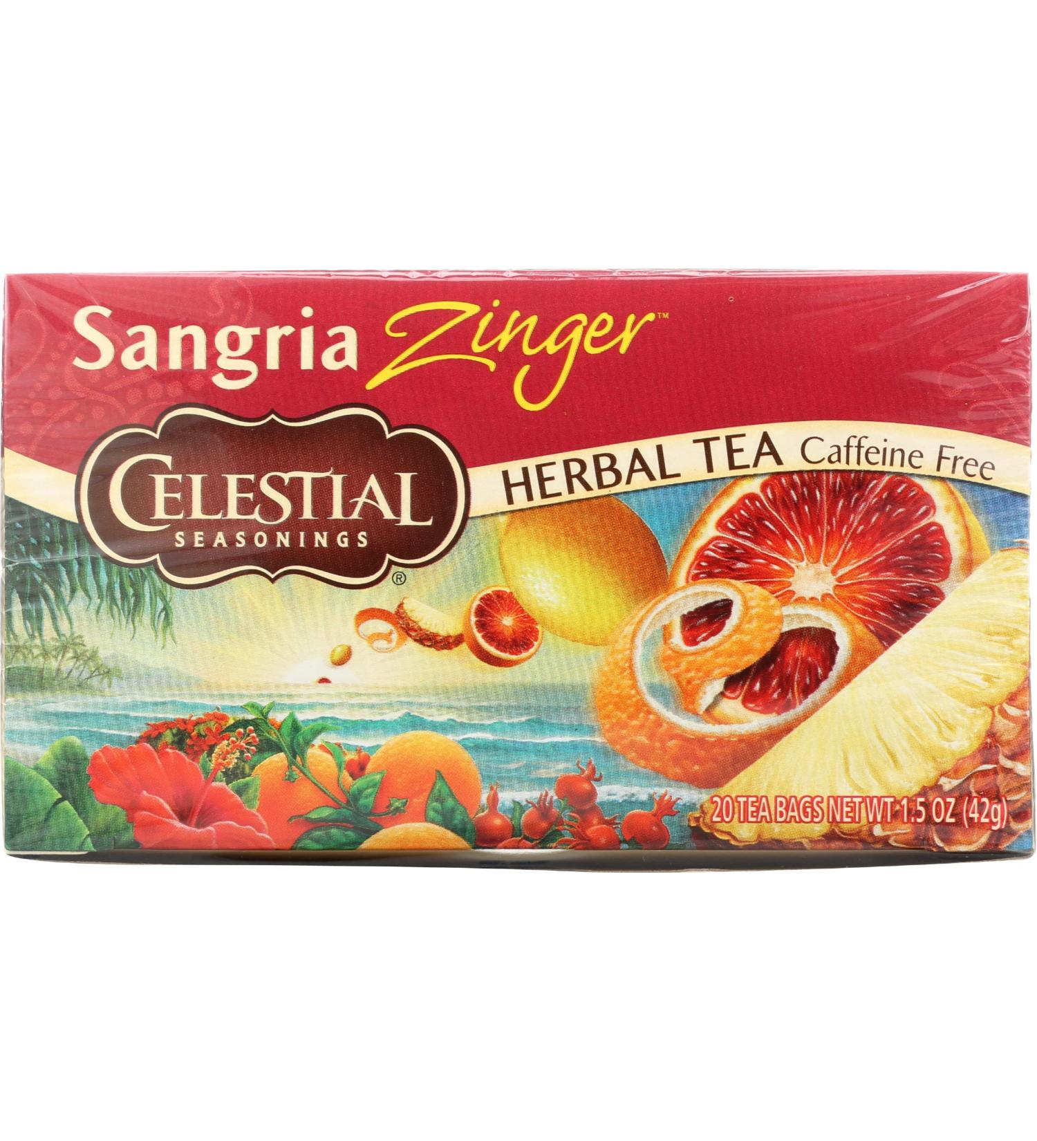 Celestial Herbal Tea Sangria Zinger - 20 Count Bags | Refreshing & Flavorful Blend - Buy Online on SooperMarket.com