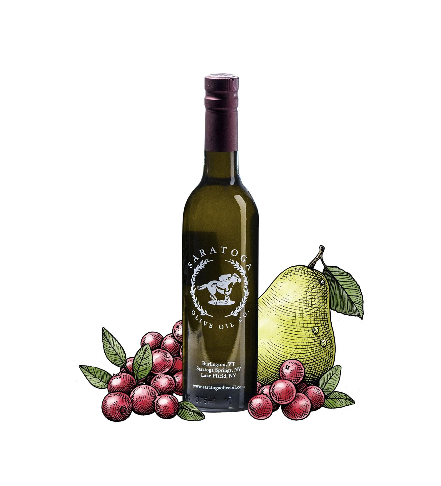 Saratoga Olive Oil Company Cranberry Pear White Balsamic Vinegar 375ml - Premium Flavors for Culinary Delights | 12.7oz Bottle - Perfect for Dressings & Marinades - Buy Online on SooperMarket.com