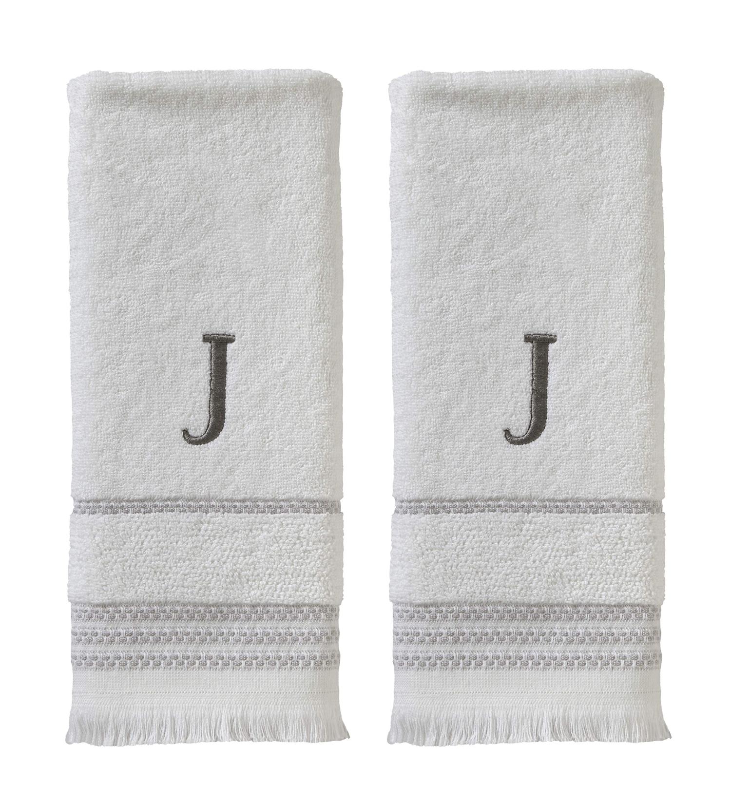 SKL Home Monogram Hand Towel Set - J, 16x26, White (2 Pack) - Buy Online on SooperMarket.com