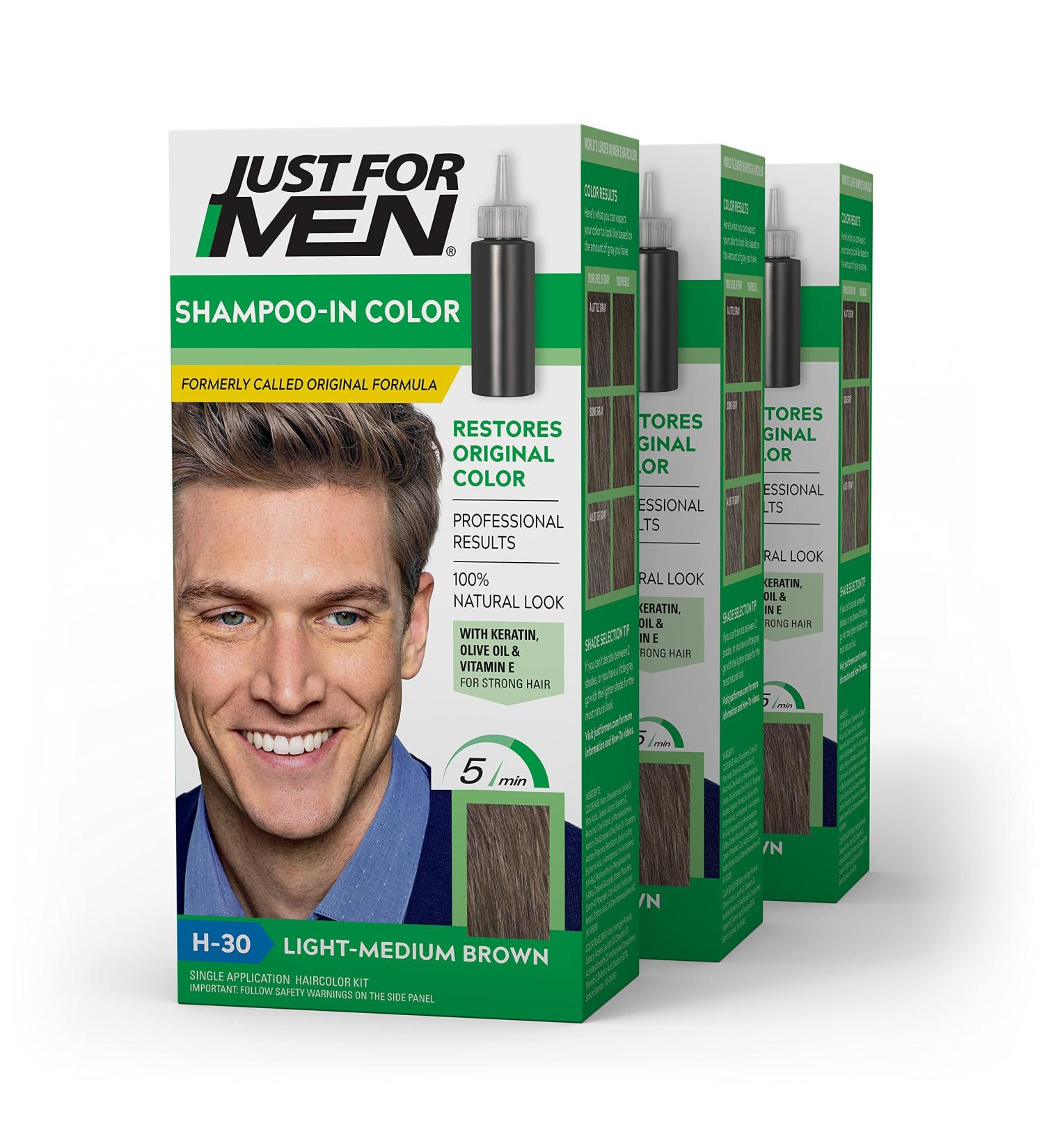 Just For Men Shampoo-In Color - Light-Medium Brown H-30 | Pack of 3 - Buy Online on SooperMarket.com