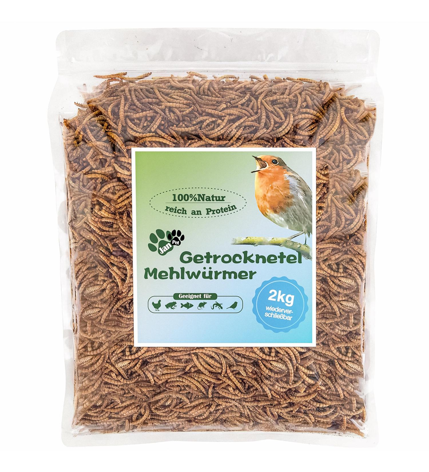 Blumixx Jan-Pet Premium Mealworms 2kg - Dried Bird Feed for Wild Birds Hedgehogs Squirrels Hamsters & Fish | All-Year Nutrition - Buy Online on SooperMarket.com