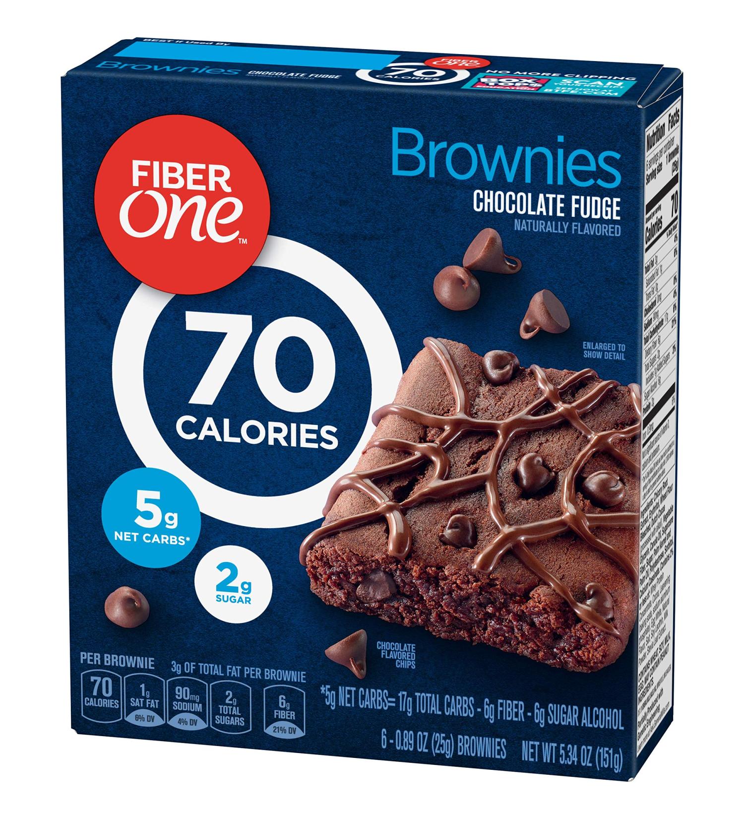 Fiber One 70 Calorie Chocolate Fudge Brownies Snack Bars - 6 ct Pack - Buy Online on SooperMarket.com