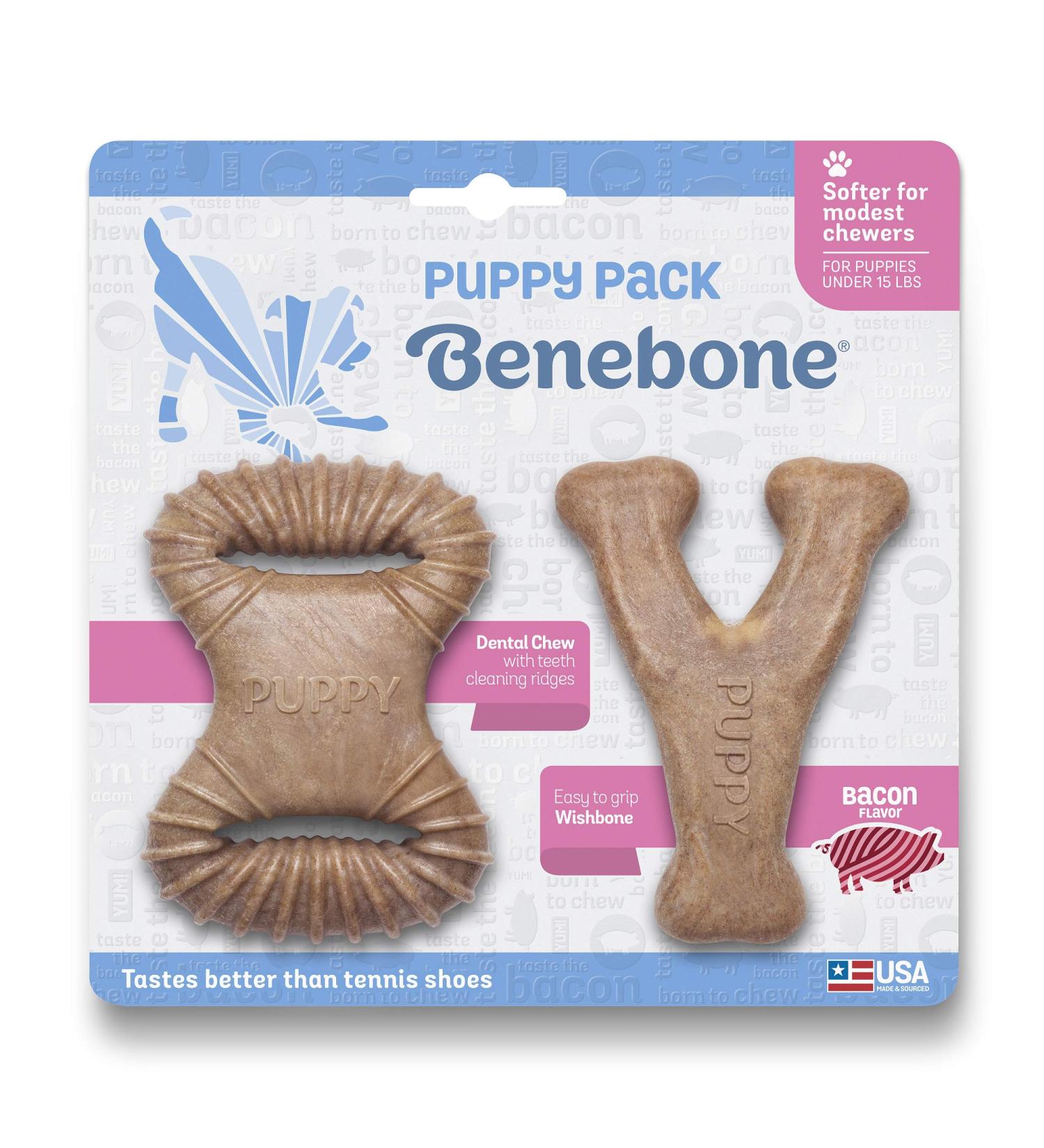 Benebone Puppy Dog Chew Toy - Made in USA Tiny 2-Pack - Dental Chew/Wishbone for Modest Chewers - Buy Online on SooperMarket.com