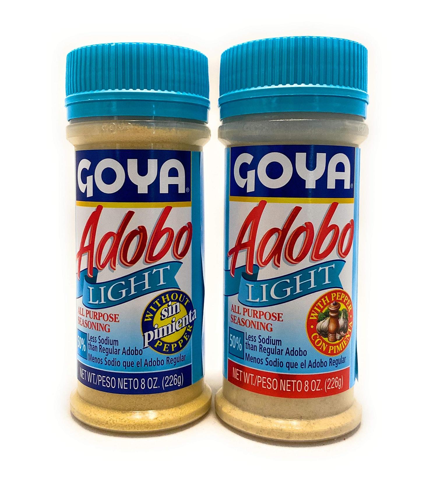 Goya Adobo Less Sodium All Purpose Seasoning - Bundle with & without Pepper - Buy Online on SooperMarket.com