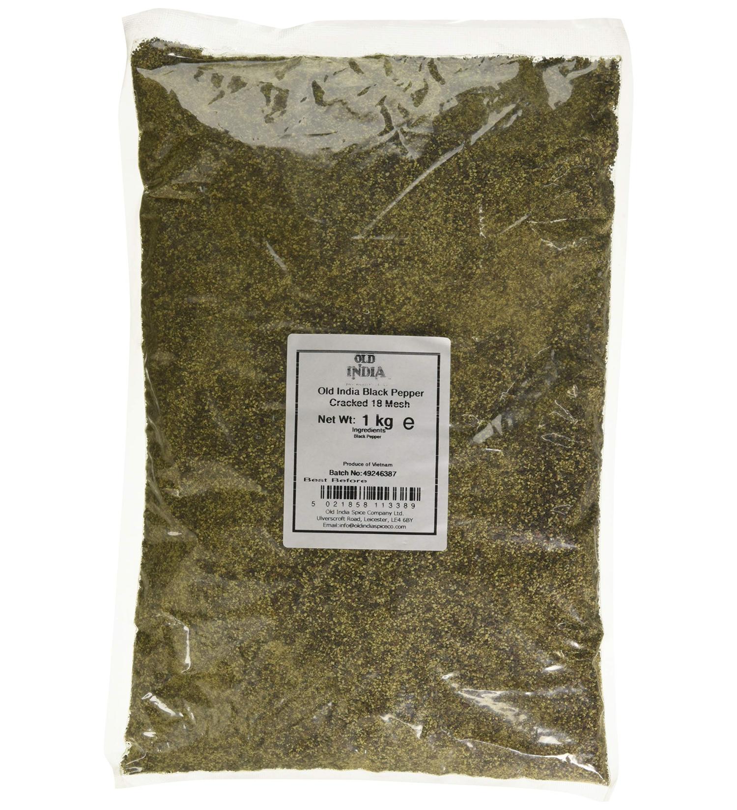 Old India Black Pepper Cracked 18 Mesh 1kg 1 kg (Pack of 1)