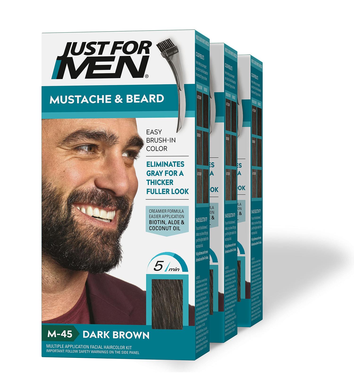 Just For Men Mustache & Beard Dye with Biotin, Aloe & Coconut Oil - Dark Brown M-45 (Pack of 3) - Buy Online on SooperMarket.com