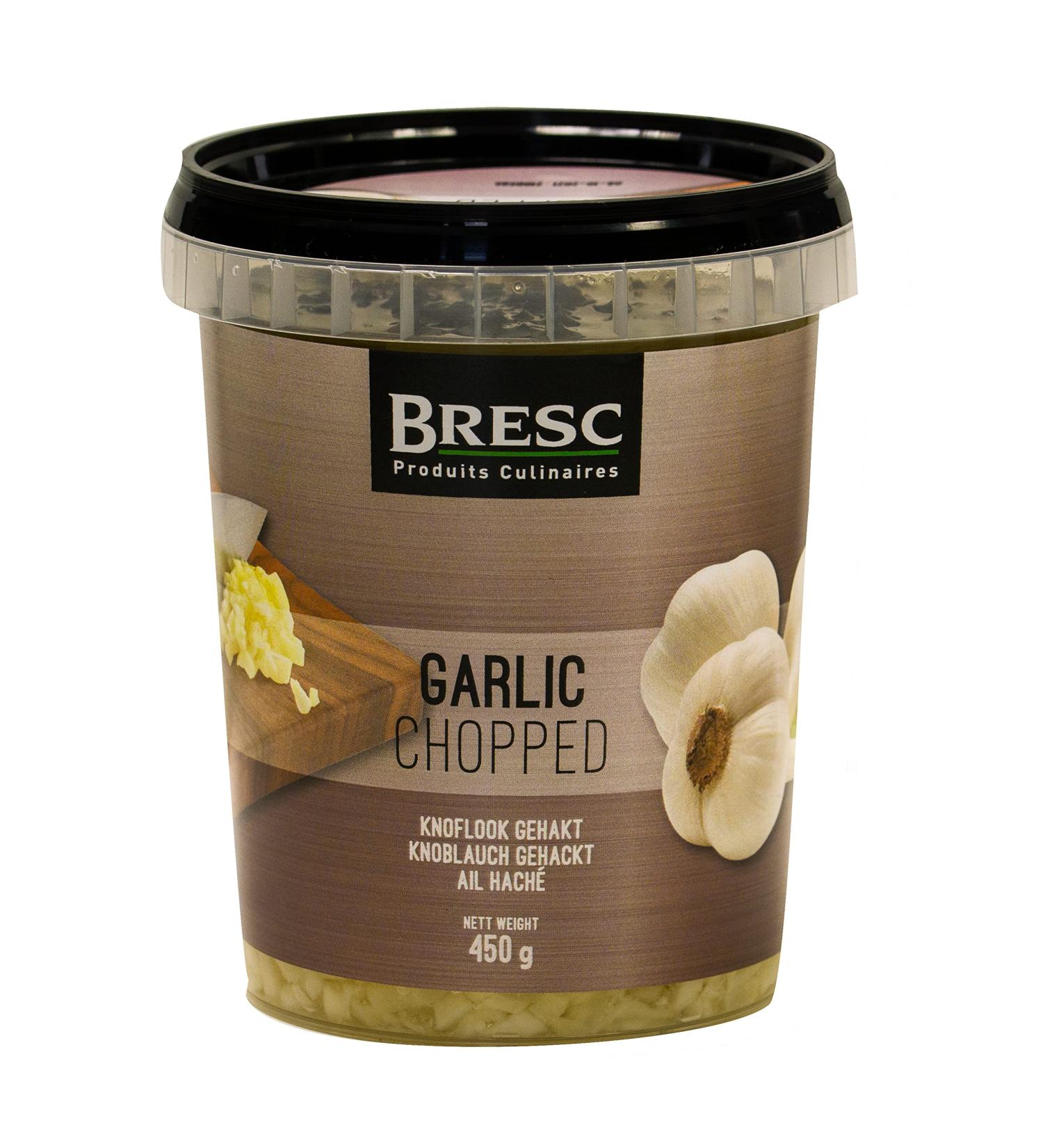 Bresc Garlic Chopped - 3x450g | Coarse Young Garlic in Sunflower Oil | Vegan Ready-to-Use | Fine & Mild Aroma - Buy Online on SooperMarket.com