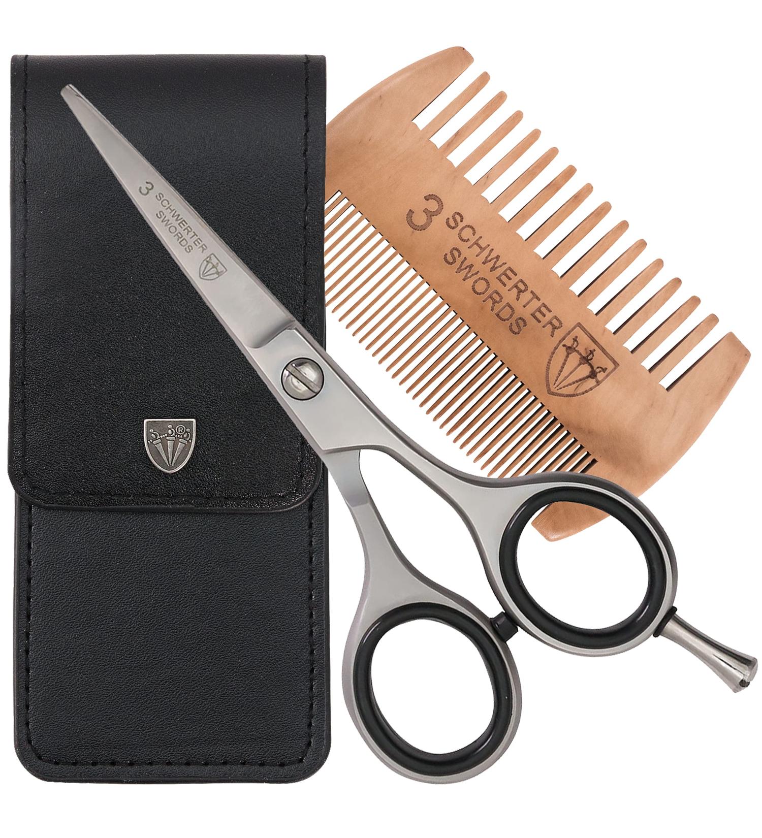 THREE SWORDS Stainless Steel Professional Beard Scissors & Comb Set - Perfect Grooming Tool for Men - Buy Online on SooperMarket.com