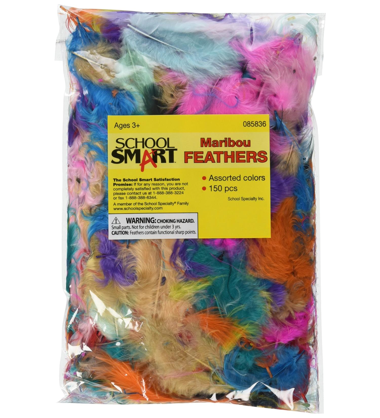 School Smart 85836 Maribu Feathers - 1/2 Ounce - Set of 150 - Assorted Colors