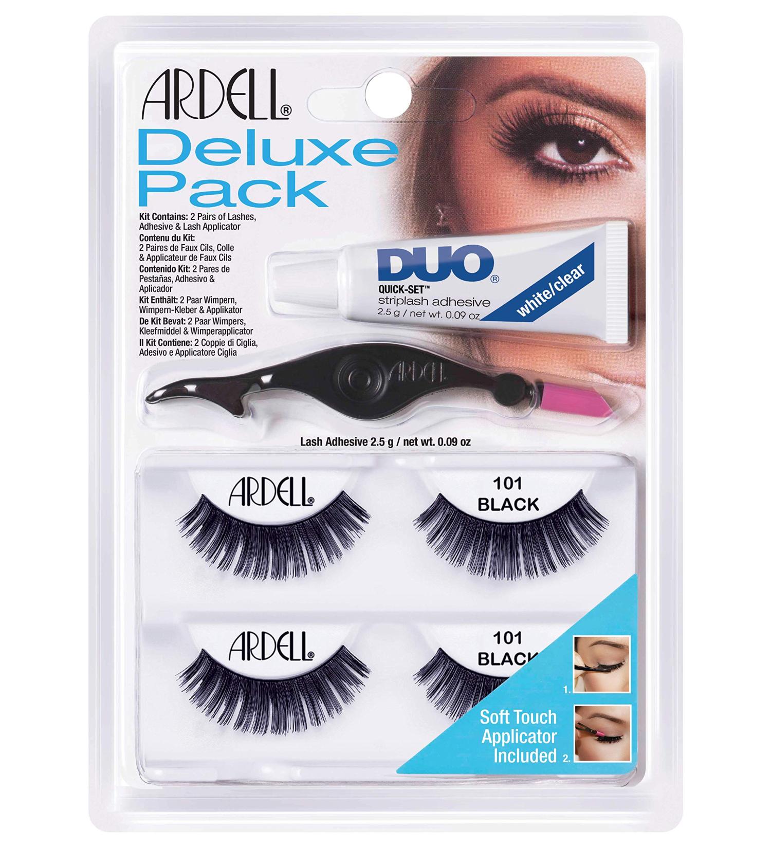 Ardell Deluxe Pack: 2 Pairs Real Hair Eyelashes & Duo Glue - Perfect Lashes (Style 101) | International Shipping - Buy Online on SooperMarket.com