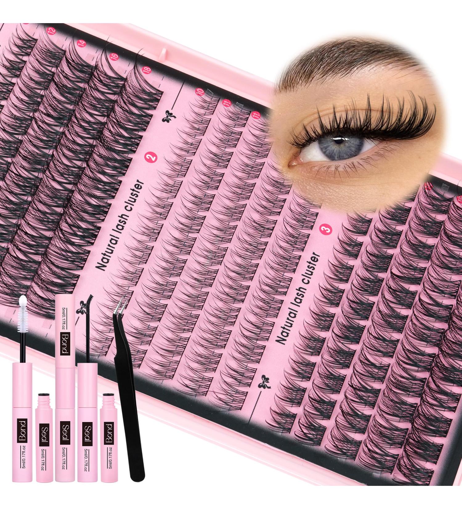 Goddvenus Lash Clusters Kit - Wispy Individual Eyelash Extensions C Curl Fluffy Waterproof Lashes (165pcs 10-18mm) - DIY Beauty Essentials for Stunning Eyes - Buy Online on SooperMarket.com