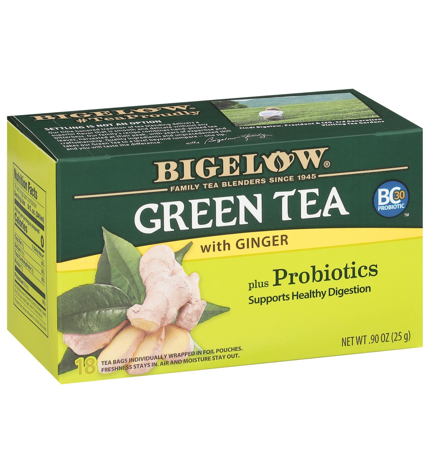 Bigelow Green Tea with Ginger Plus Probiotics 18 Tea Bags - Buy Online on SooperMarket.com