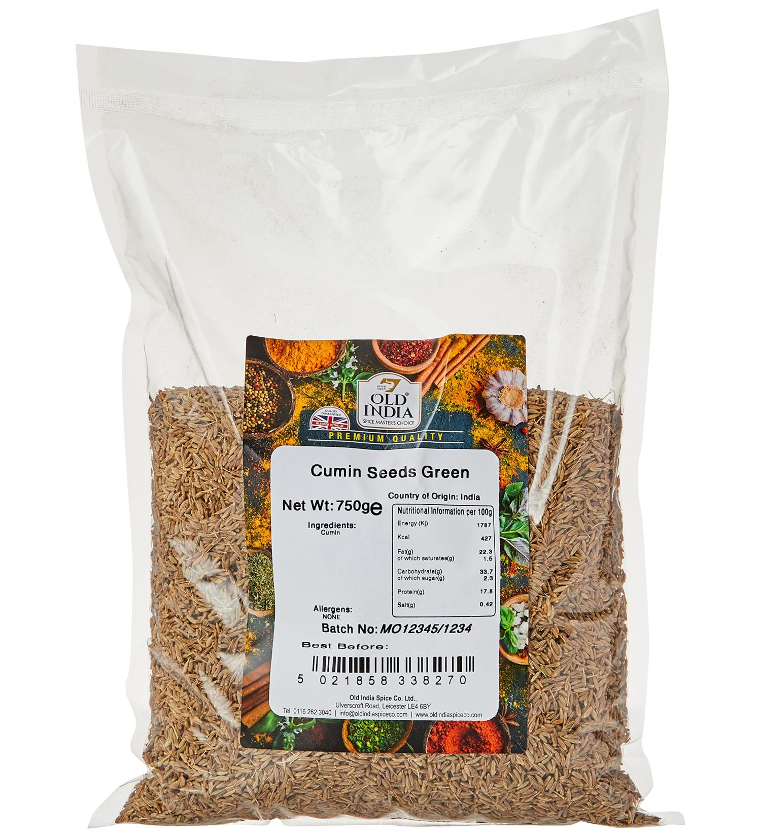 Old India Cumin Seeds Green 750g - Premium Quality Spice for Cooking | 100% Natural - Buy Online on SooperMarket.com
