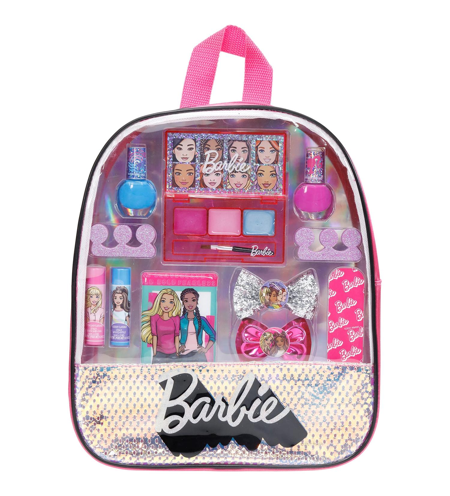 Barbie Townley Girl Makeup Backpack Set - Lip Gloss, Nail Polish, Hair Bow & More for Kids Ages 3+ | Perfect for Parties, Sleepovers & Makeovers - Buy Online on SooperMarket.com