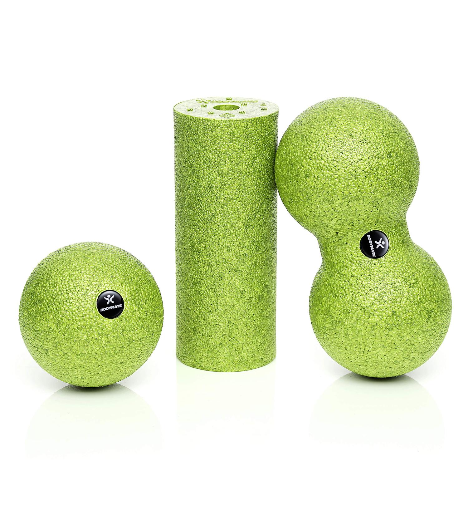 BODYMATE Fascia MINI-SET - Apple Green Mini Roll & Balls for Muscle Relief | L15xD6cm & D8cm Duo Ball | International Shipping - Buy Online on SooperMarket.com