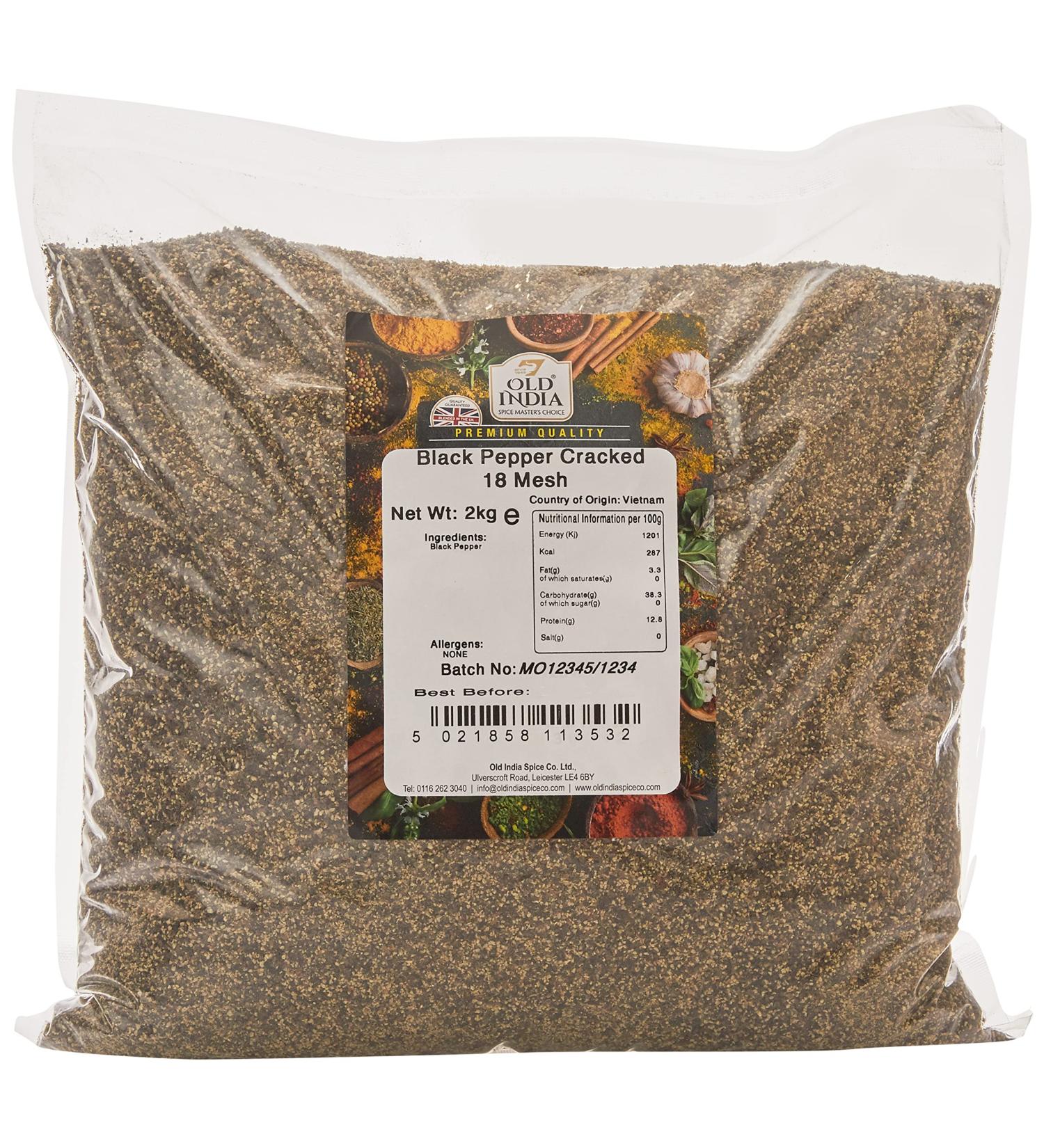 Old India Black Pepper Cracked 18 Mesh 2kg - Premium Quality Spice (Pack of 1) - Buy Online on SooperMarket.com
