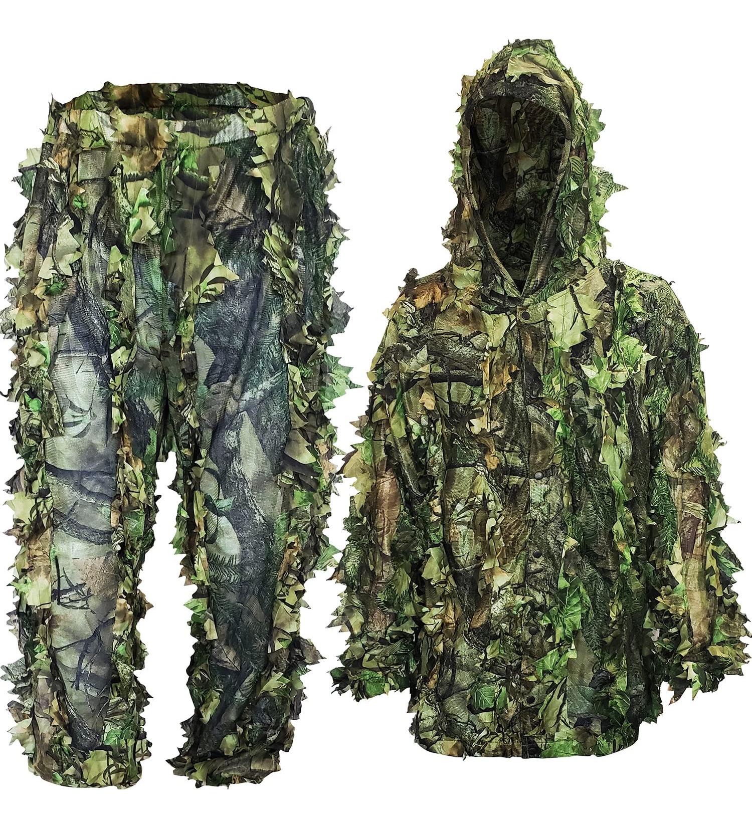 AYIN Ghillie Suit for Men - 3D Leaf Bush Camo for Turkey Hunting - Woodland Hooded Gillie Suit 2XL/3XL Green Leaf - Buy Online on SooperMarket.com