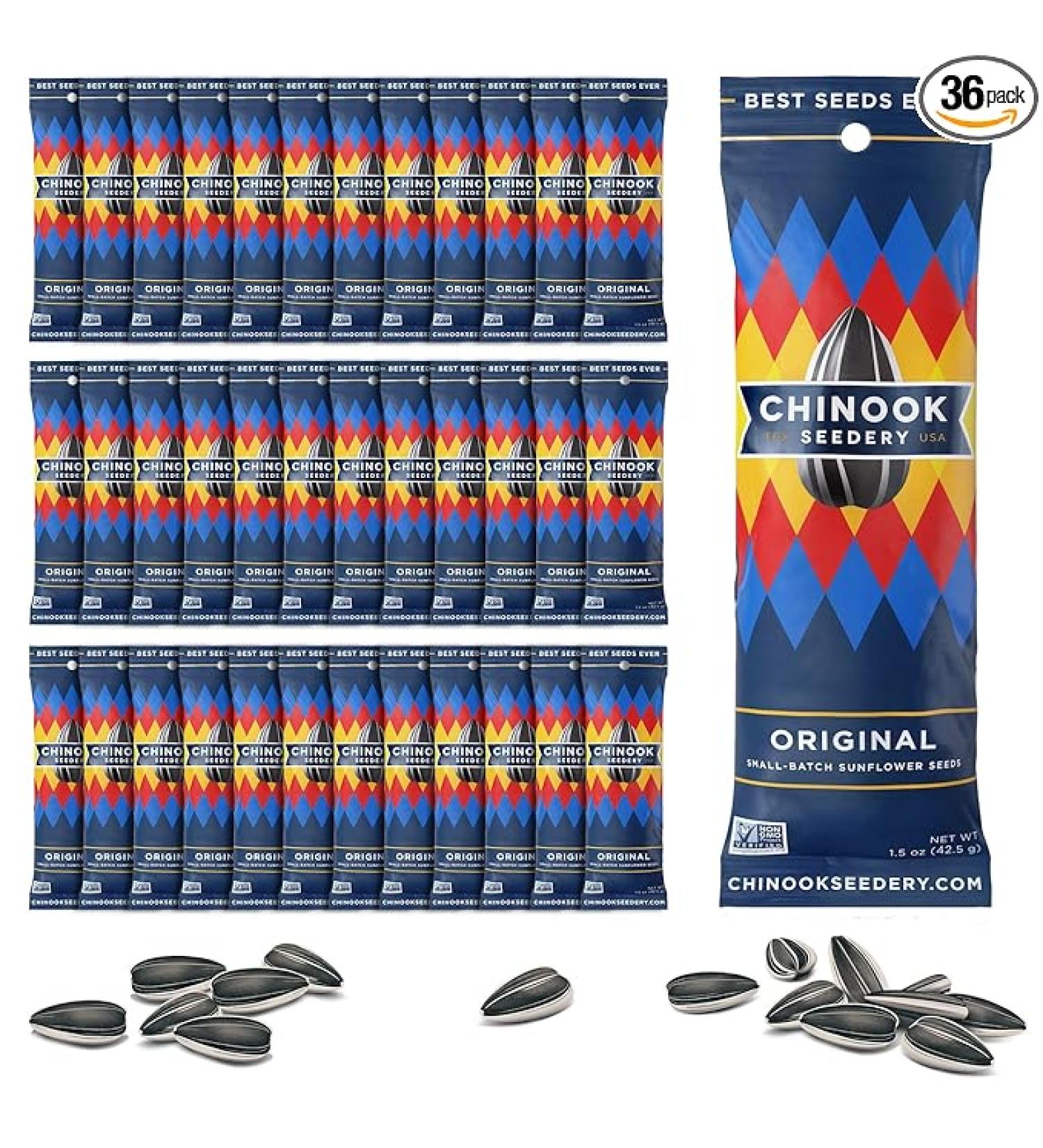 Chinook Seedery Roasted Jumbo Sunflower Seeds - Keto Snacks Gluten-Free Non-GMO Original Flavor 1.5 oz (36-Pack) - Buy Online on SooperMarket.com