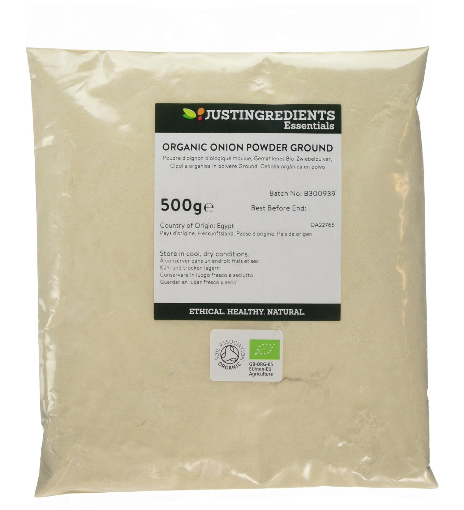 JustIngredients Essentials Organic Onion Powder 500g - Pack of 1 | Pure and Natural - Buy Online on SooperMarket.com