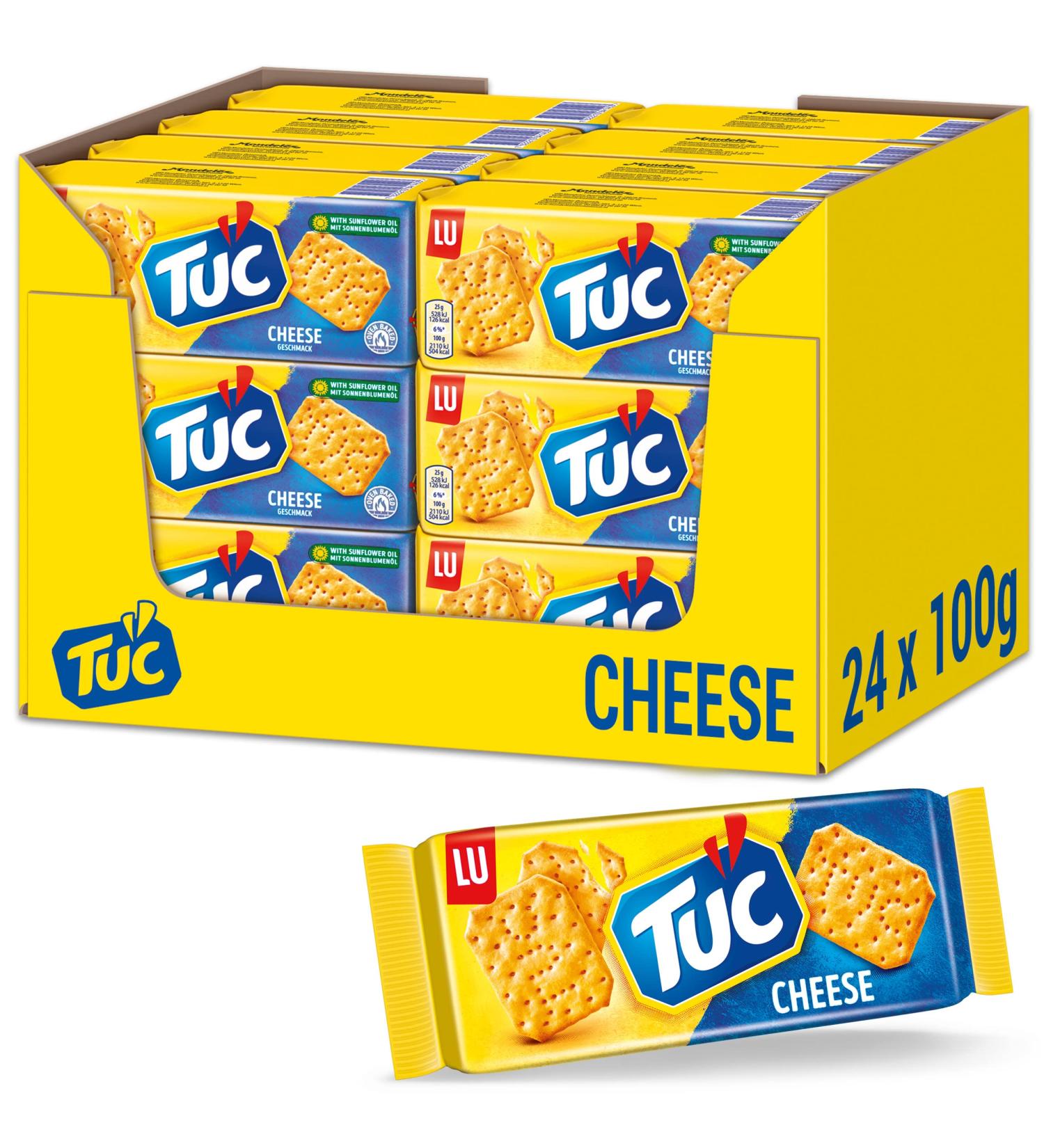 TUC Cheese Biscuits 24 x 100g | Salted Snack Crackers | Cheese-Flavored Crackers | Large Pack for International Shipping - Buy Online on SooperMarket.com