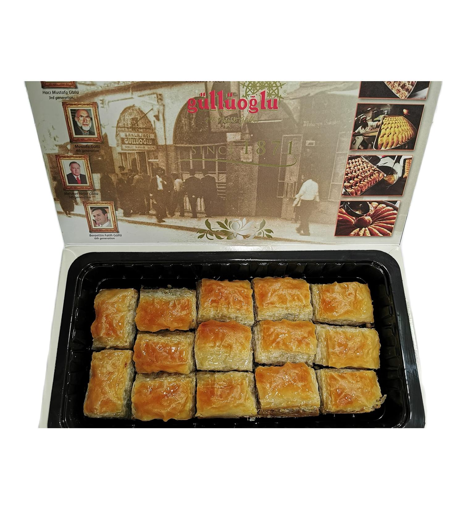 Gulluoglu Premium Dry Baklava with Walnut - Traditional Turkish Baklava 500g - Freshly Produced for Long Lasting Delight - Buy Online on SooperMarket.com