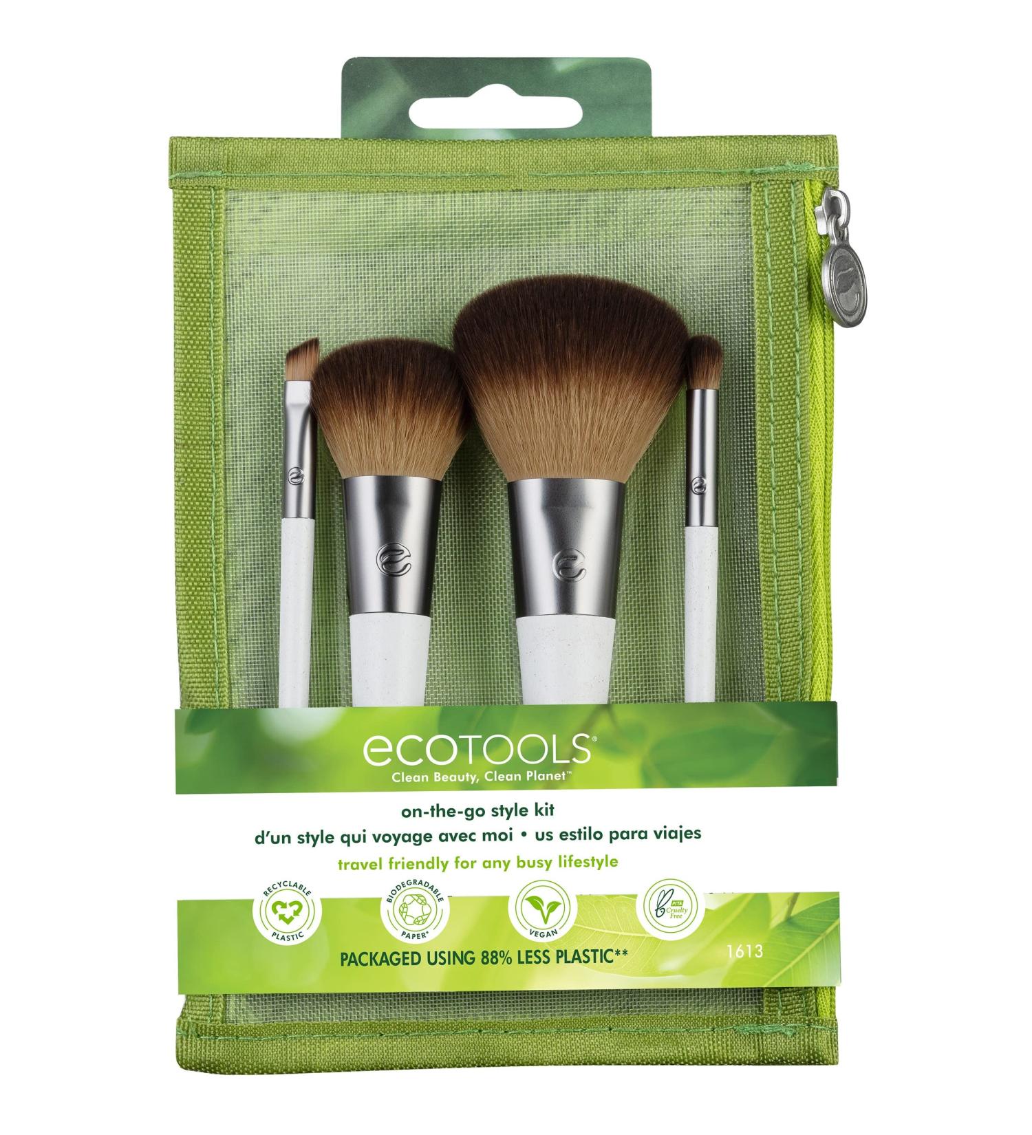 EcoTools On The Go Brush Set - 4 Piece with Dual Pocket Case | Eco-Friendly Beauty Tools - Buy Online on SooperMarket.com