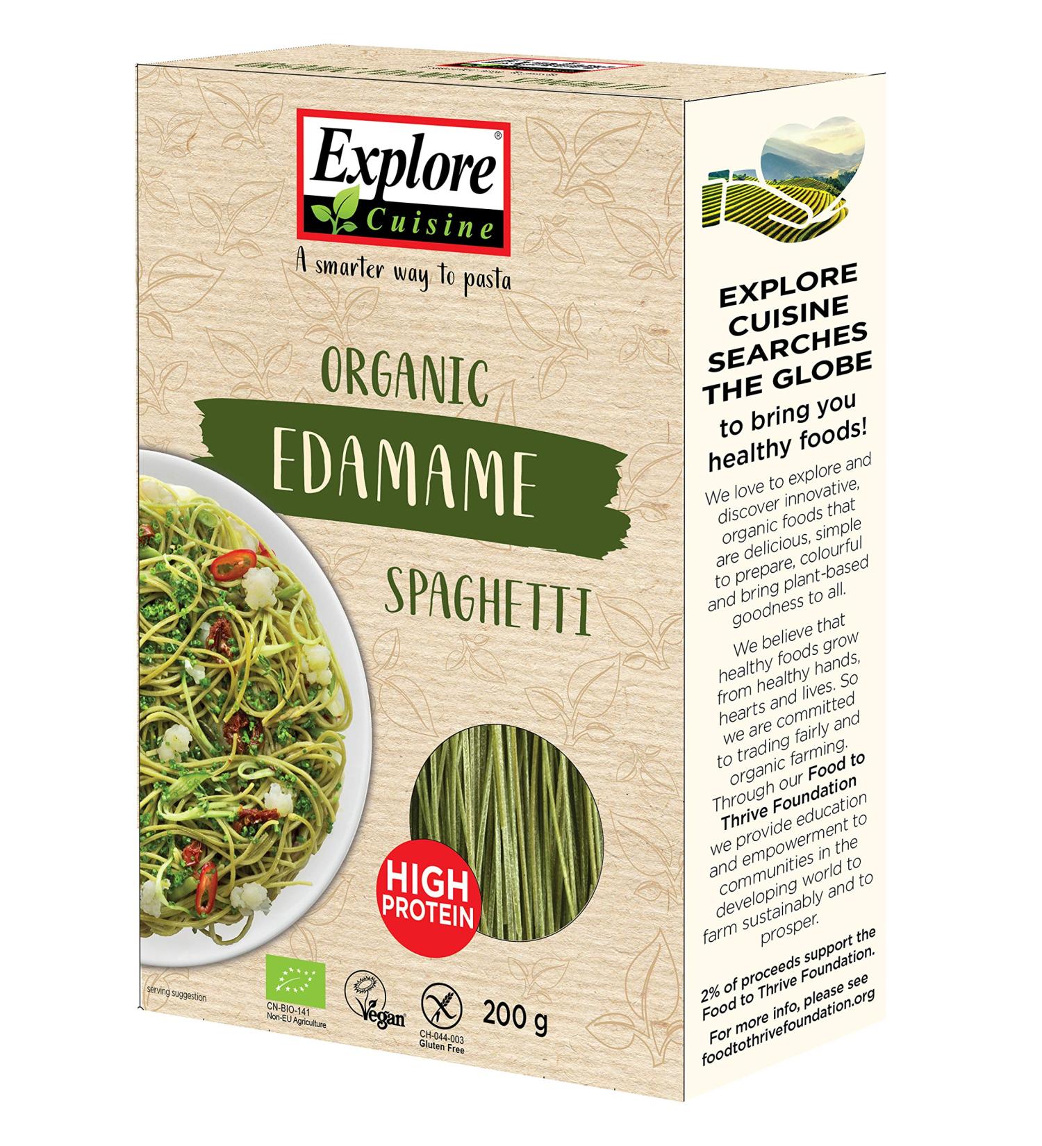 Explore Cuisine Organic Edamame Spaghetti Pasta - Low Carb, Plant-based, Vegan, High Protein & Fiber, Gluten Free - 200g (Pack of 1) - Buy Online on SooperMarket.com