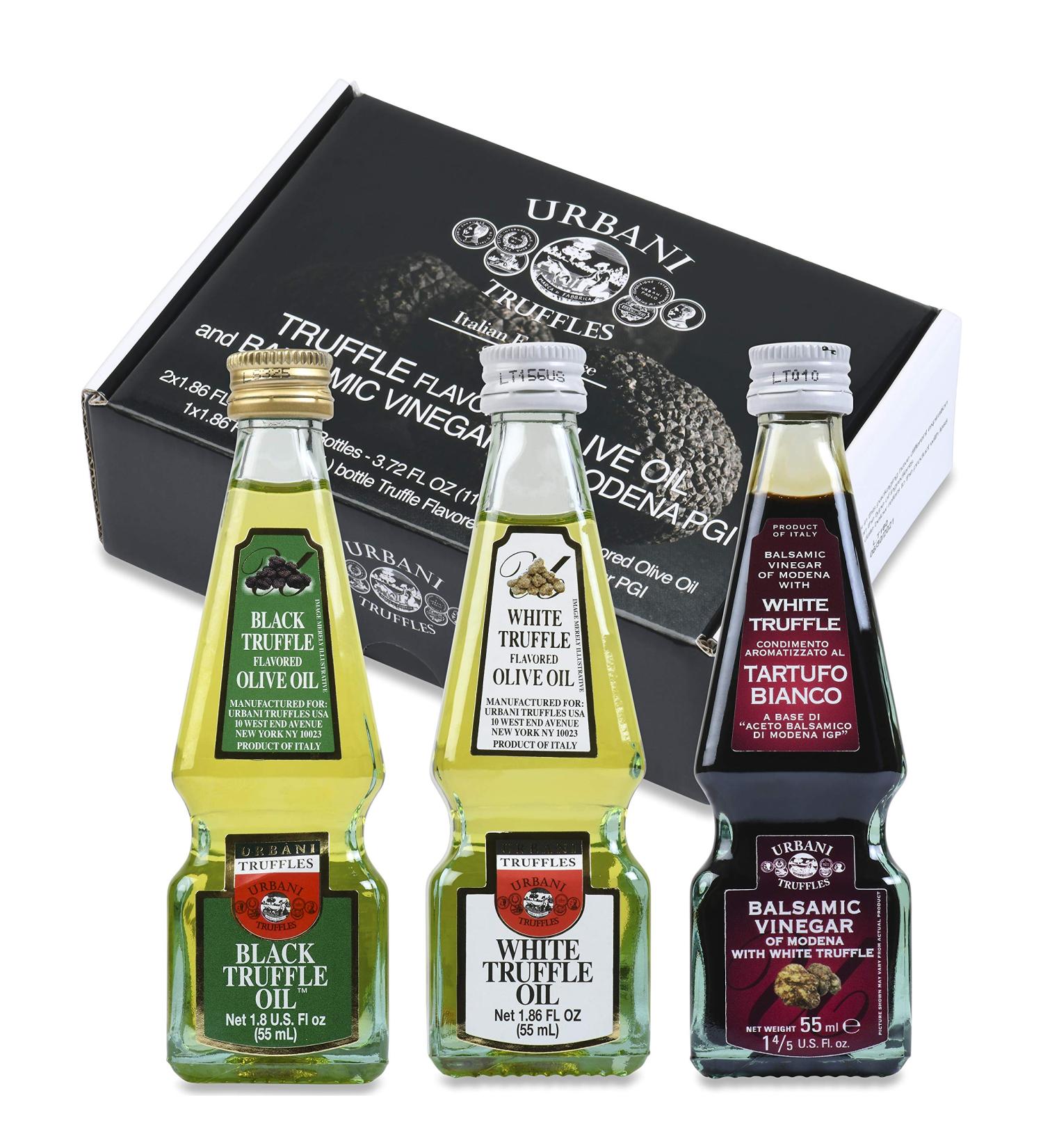 Truffle Oil Gift Box Trio: Black & White Truffle Oil with Truffle Balsamic Vinegar - 55ml (1.86 Fl Oz) Set of 3 Oils - Buy Online on SooperMarket.com