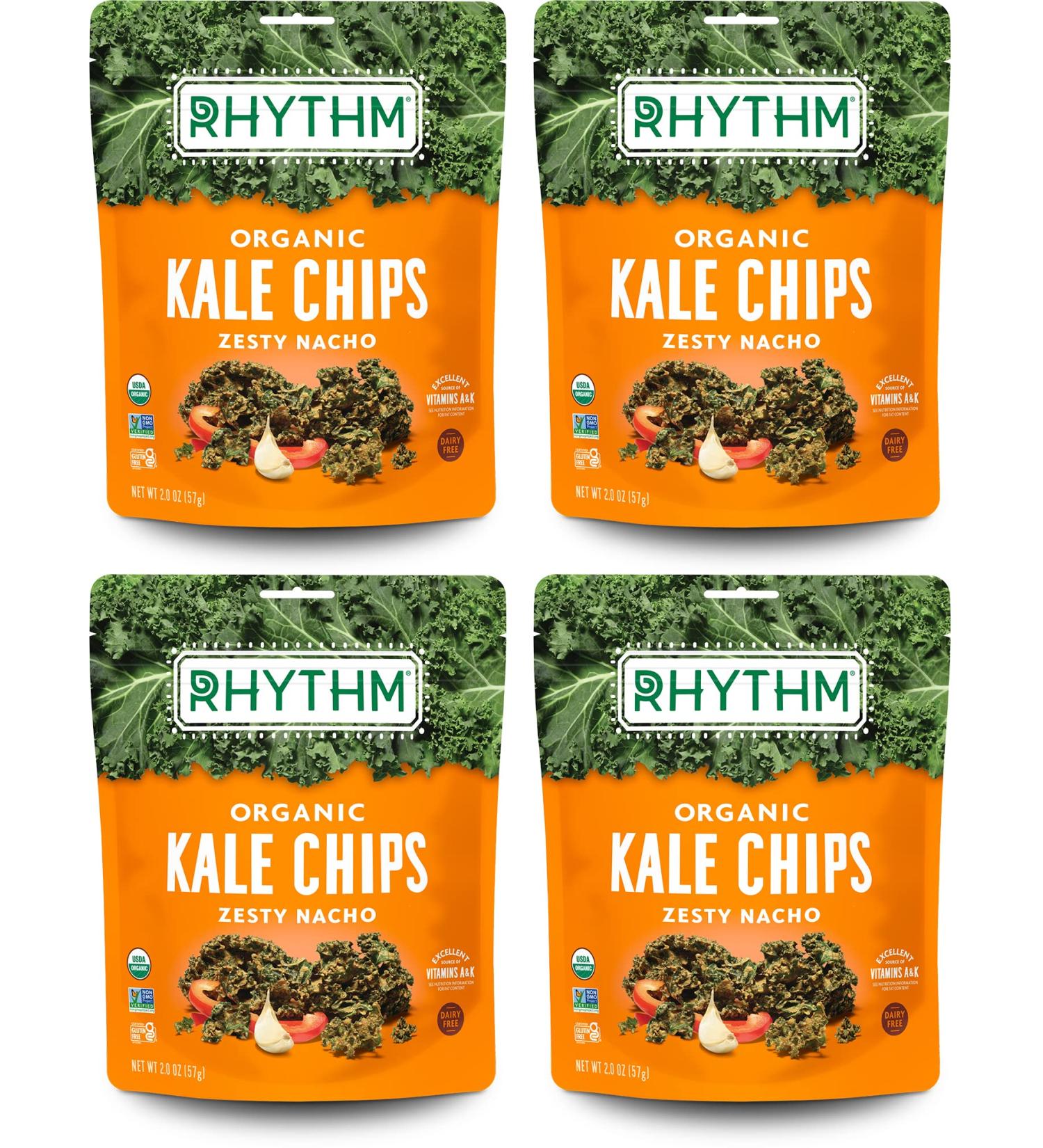 Rhythm Superfoods Kale Chips Zesty Nacho Organic 2.0 Oz (Pack of 4) - Vegan & Gluten-Free Snacks - Buy Online on SooperMarket.com