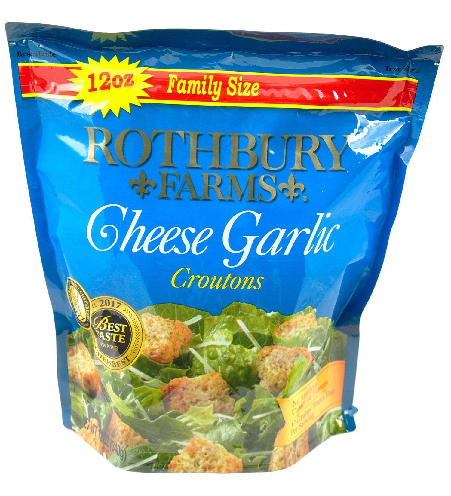 Rothbury Farms Seasoned Cheese Garlic Croutons Family Size - 2 Pack, 12 Ounces Each - Buy Online on SooperMarket.com