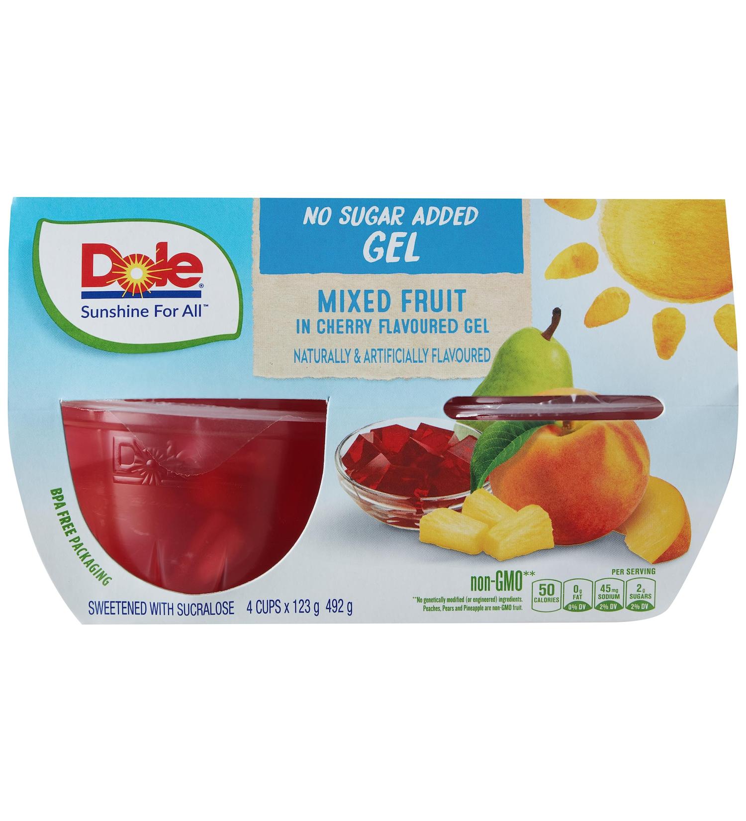 Dole Fruit Bowls Mixed Fruit in Cherry Gel Sugar Free Gluten Free Snacks for Lunch Fruit Cups Healthy Snacks for Adults Everyday School Snacks for Kids 123g 24 Cups No Sugar Added Mixed Fruit in Cherry Gel - Buy Online on SooperMarket.com
