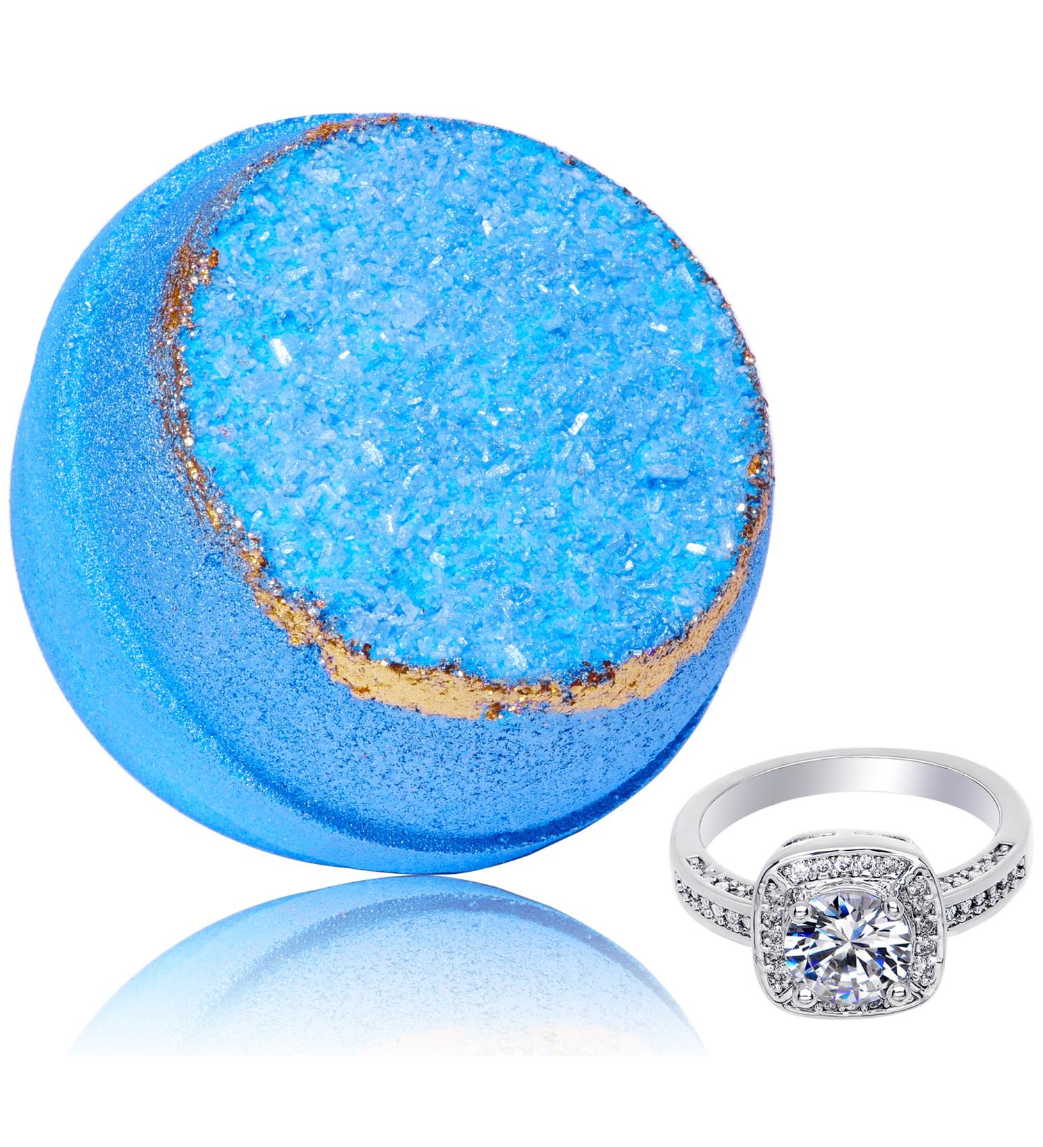 Blue Geode Bath Bomb with Size 8 Ring Inside | Extra Large 10 oz | Made in USA - Buy Online on SooperMarket.com