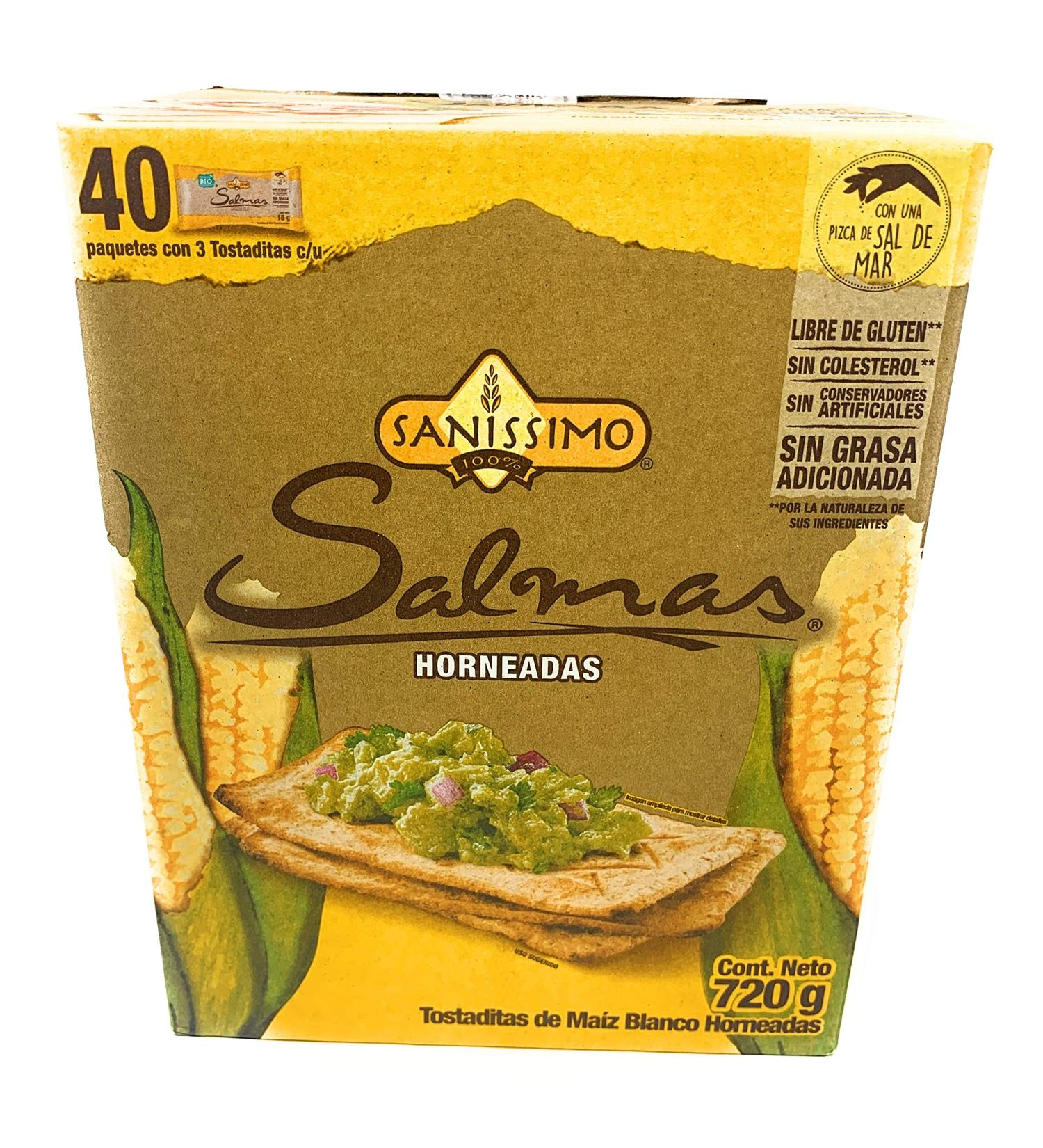 Salmas Horneadas Sanissimo Oven baked Corn Crackers 40 pack 40 Count (Pack of 1)