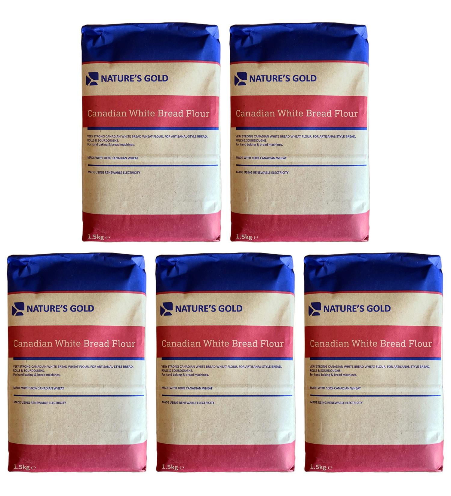 Nature's Gold 100% Very Strong Canadian White Bread Flour 1.5kg (Pack of 5) - Buy Online on SooperMarket.com